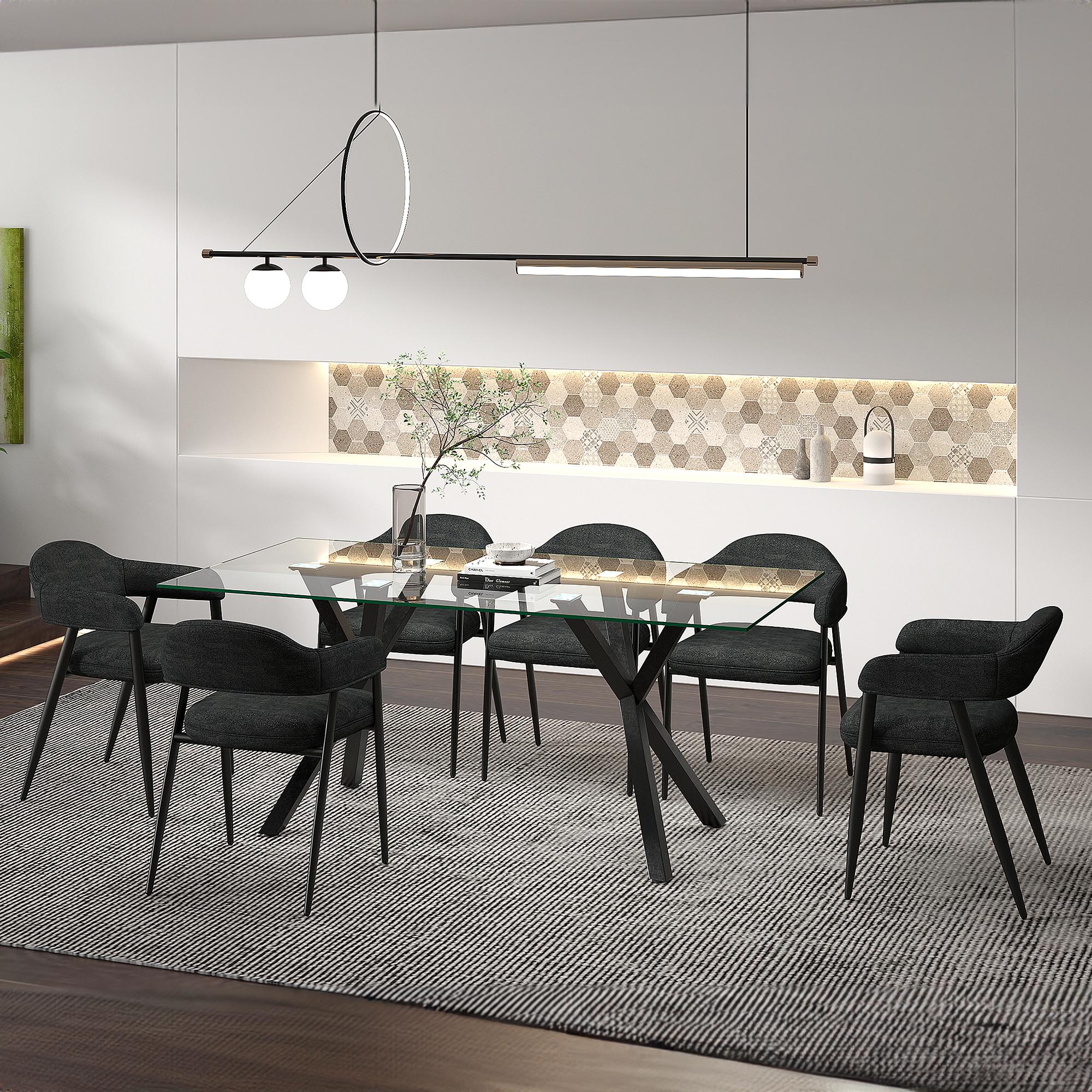  Worldwide Home Furnishings Stark/Archer 207-535BK_089CH 7 pc Dining Set - Black with Charcoal Chair IMAGE 1