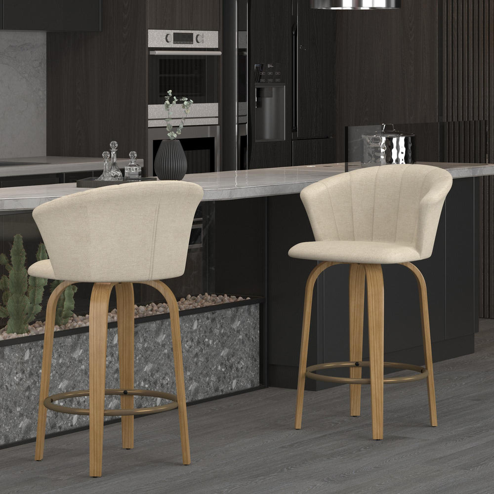  !nspire Tula 203-583BEG 26" Counter Stool - Beige Fabric and Natural IMAGE 7