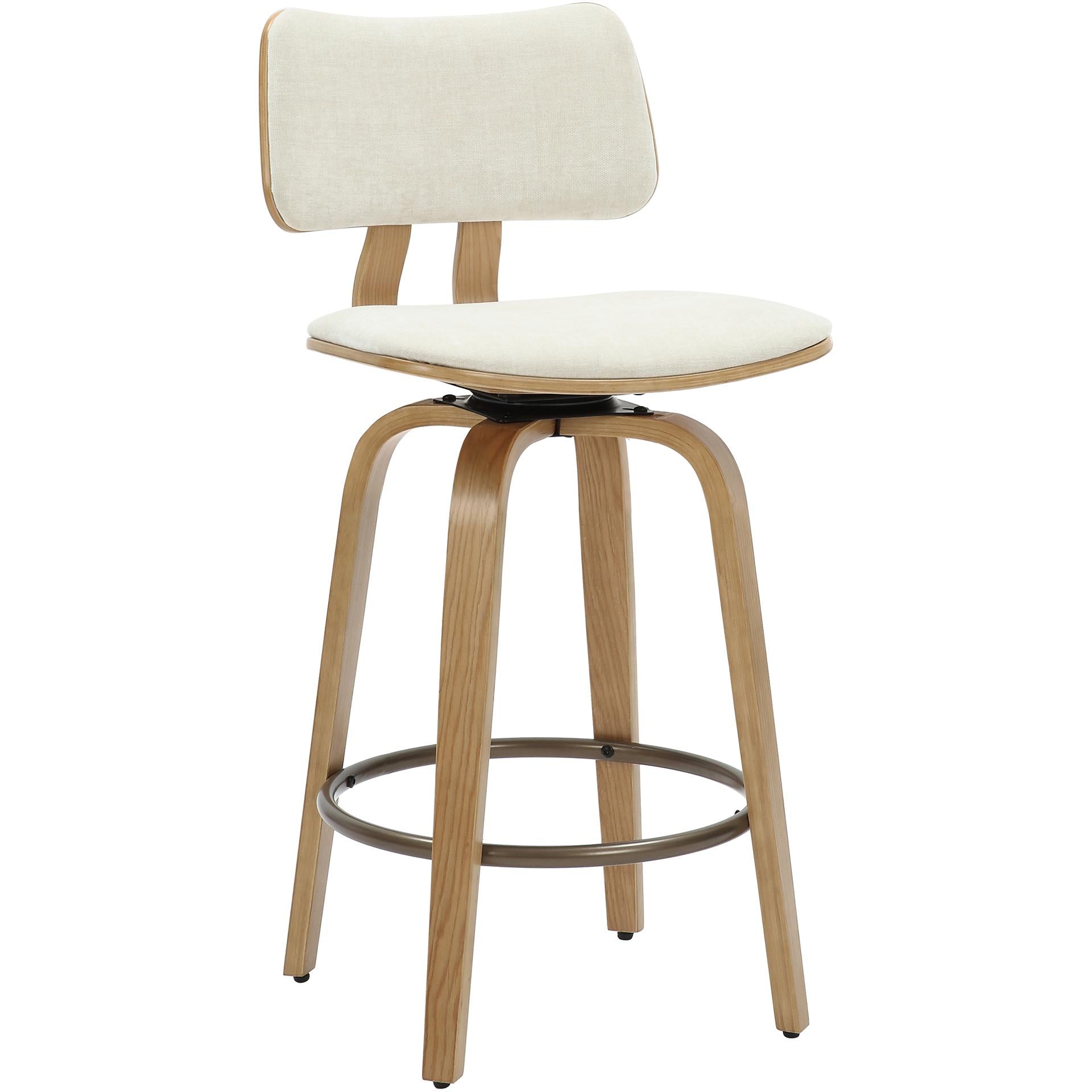  !nspire Zuni 203-581BG 26" Counter Stool with Swivel - Beige Fabric and Natural IMAGE 1