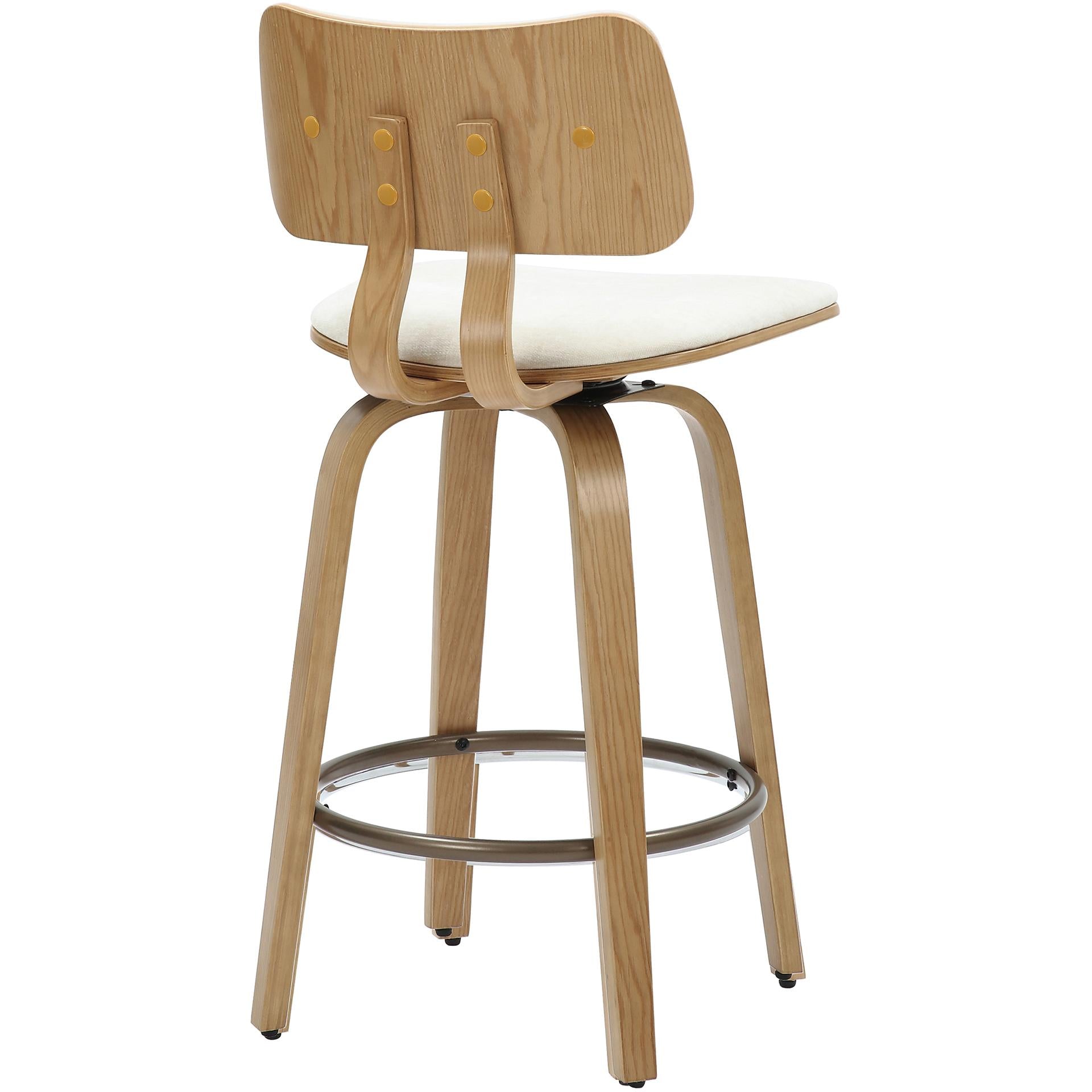  !nspire Zuni 203-581BG 26" Counter Stool with Swivel - Beige Fabric and Natural IMAGE 2