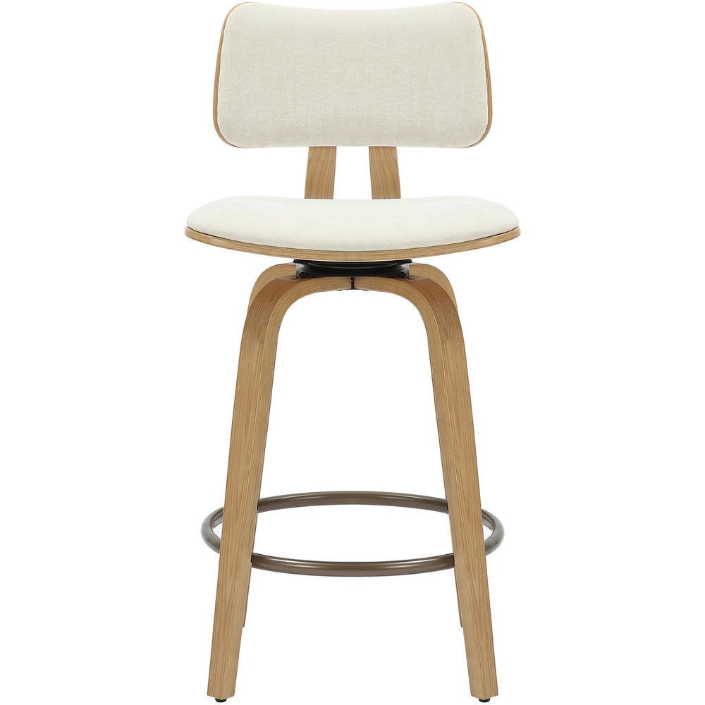  !nspire Zuni 203-581BG 26" Counter Stool with Swivel - Beige Fabric and Natural IMAGE 4