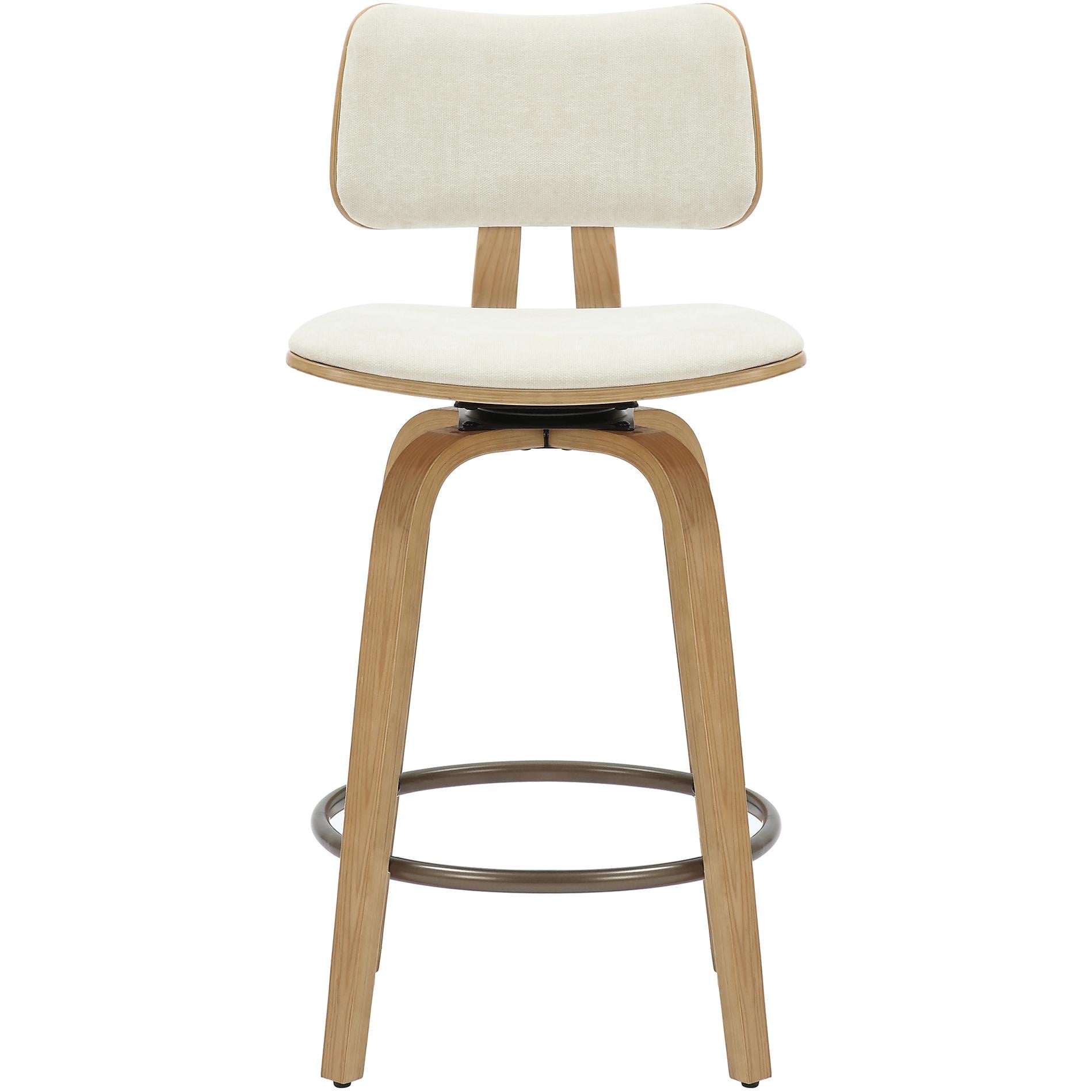  !nspire Zuni 203-581BG 26" Counter Stool with Swivel - Beige Fabric and Natural IMAGE 4