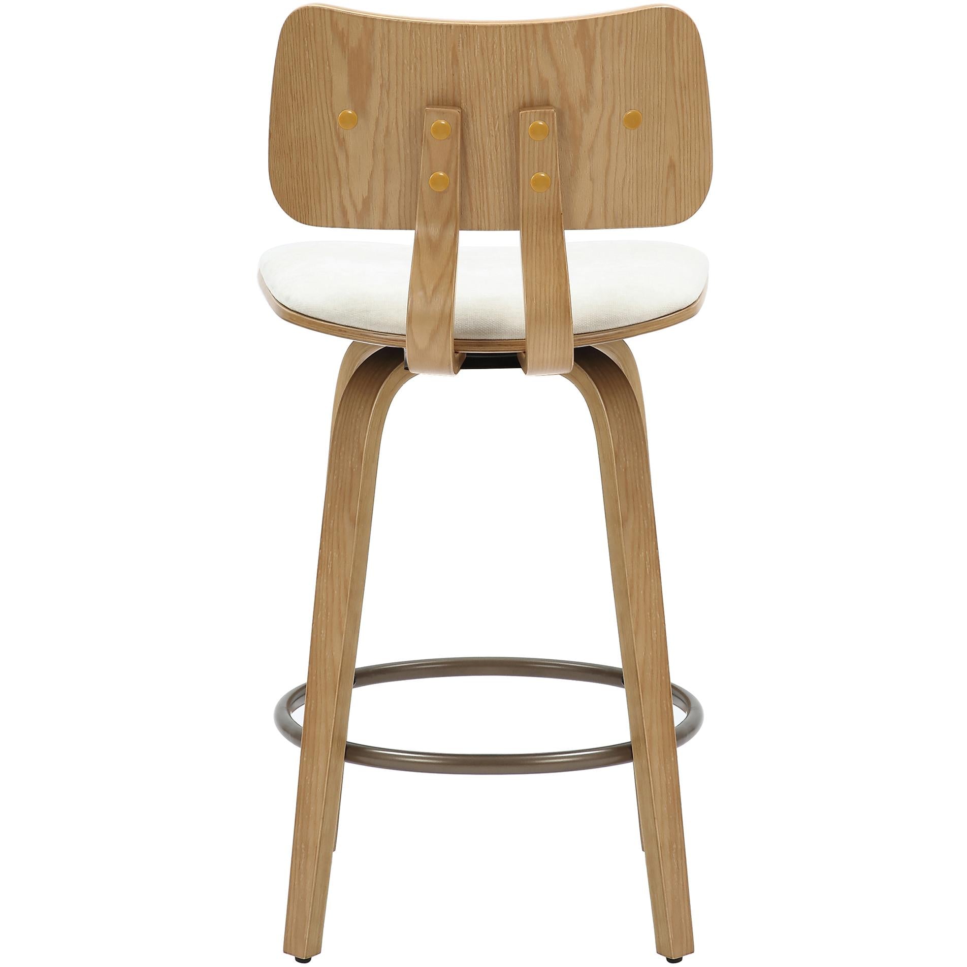  !nspire Zuni 203-581BG 26" Counter Stool with Swivel - Beige Fabric and Natural IMAGE 5
