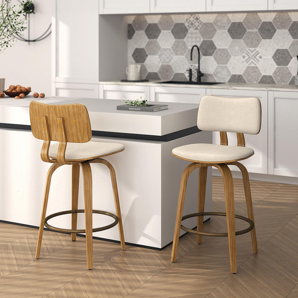  !nspire Zuni 203-581BG 26" Counter Stool with Swivel - Beige Fabric and Natural IMAGE 7