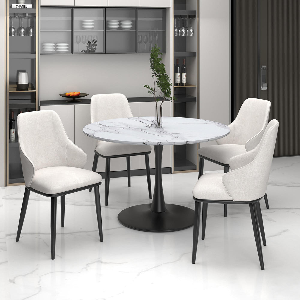  !nspire Zilo/Kash 207-671SBK_084BEG 5 pc Dining Set - Faux Marble and Black with Beige Chair IMAGE 1