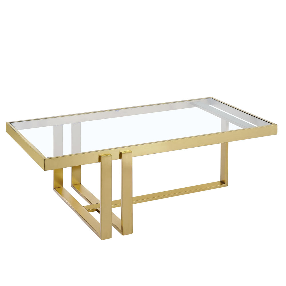  !nspire Paxton 301-167GL Rectangular Coffee Table - Brushed Gold IMAGE 1