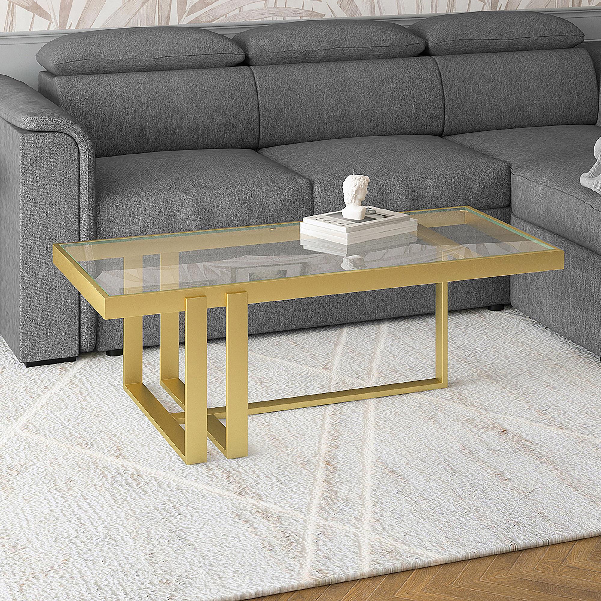  !nspire Paxton 301-167GL Rectangular Coffee Table - Brushed Gold IMAGE 2