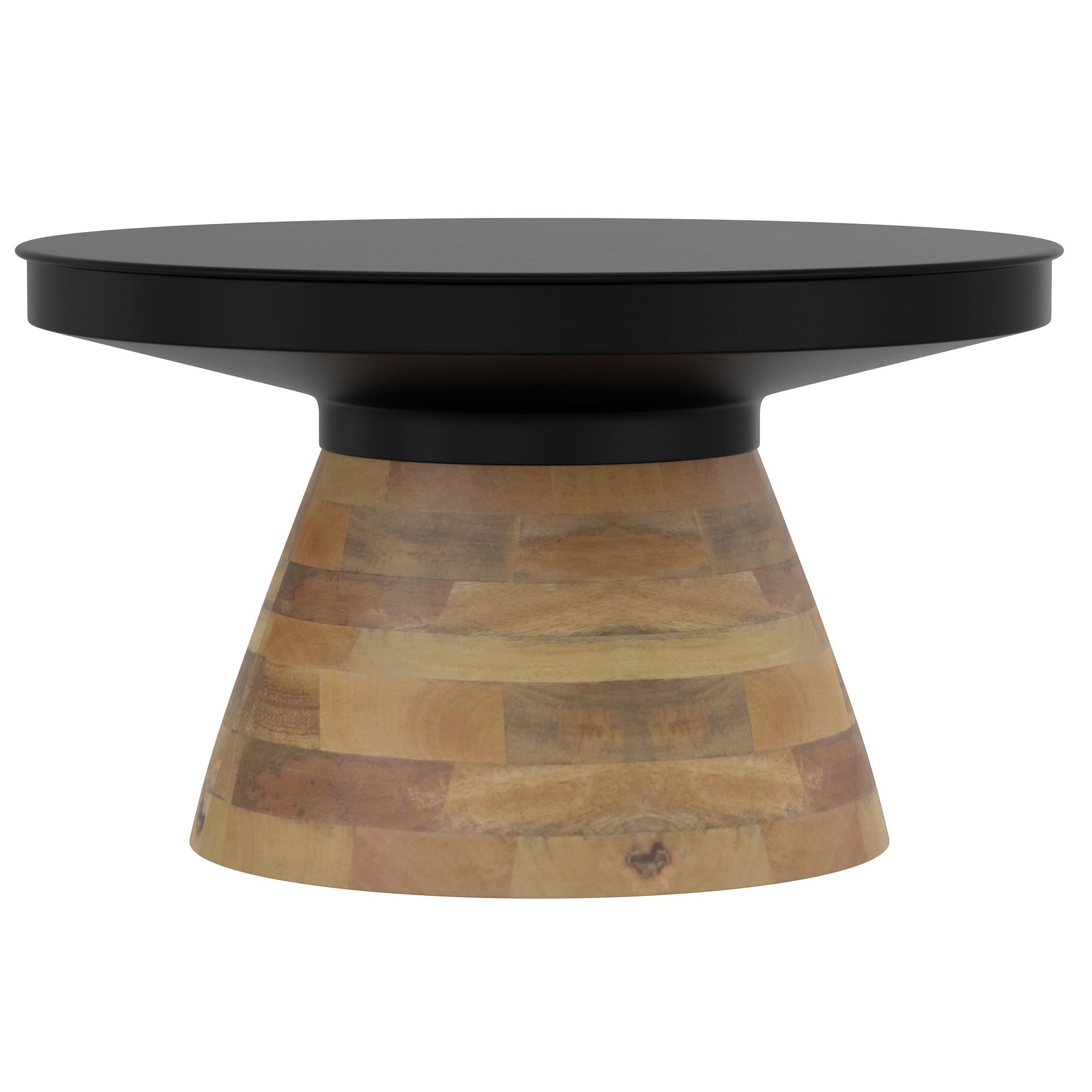  !nspire Boden 301-229BK Round Coffee Table - Black and Walnut IMAGE 1