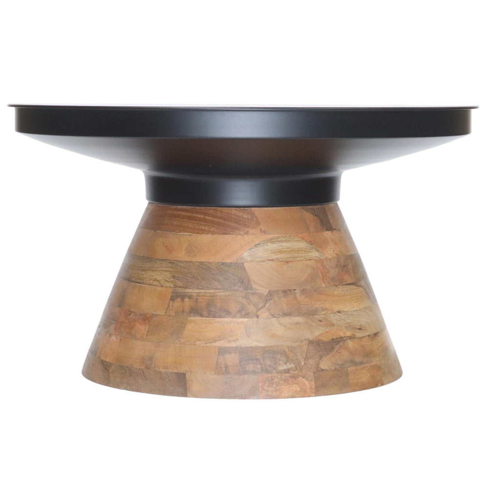  !nspire Boden 301-229BK Round Coffee Table - Black and Walnut IMAGE 5