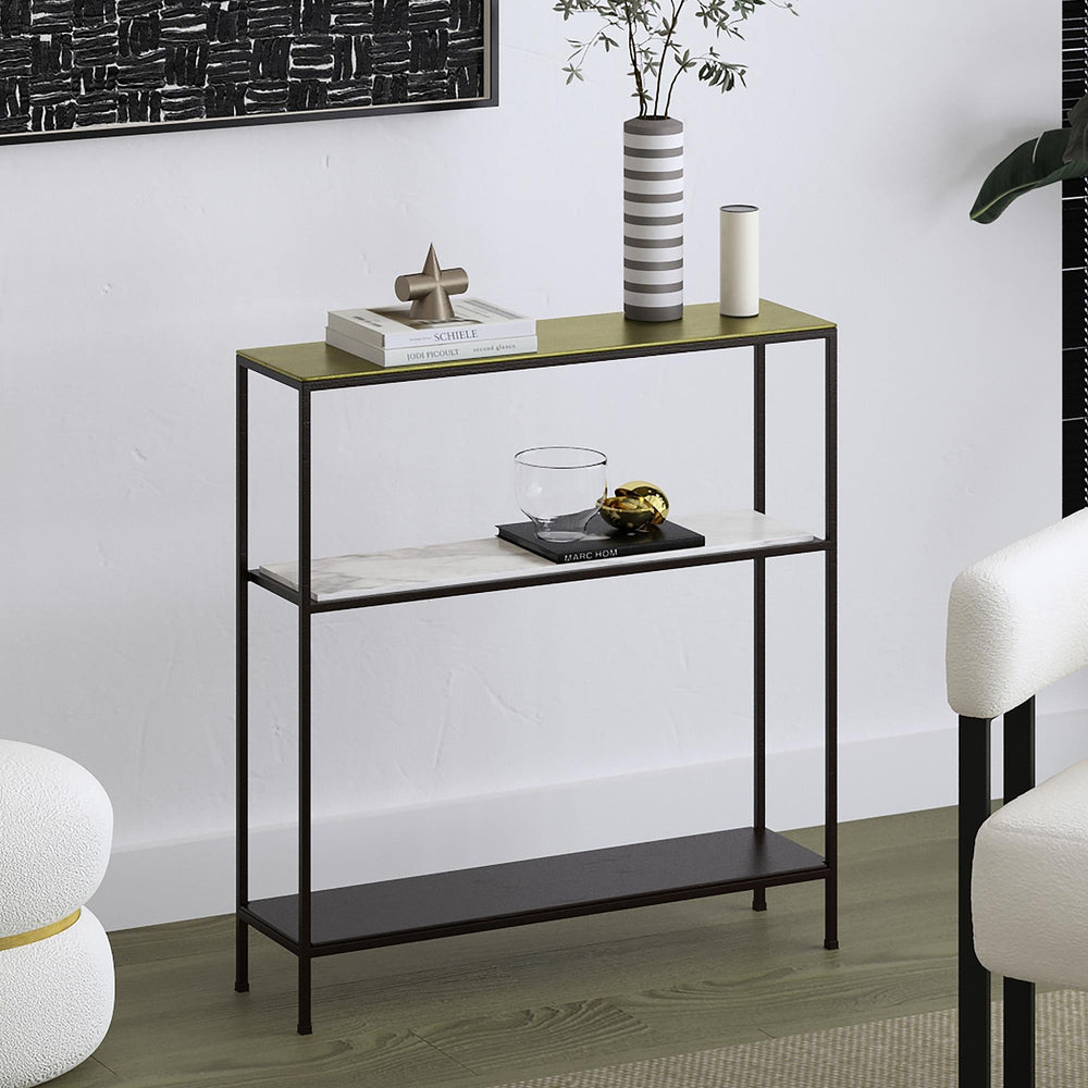  !nspire Izzy 502-179GL_BK Console Table - Antique Gold and Black IMAGE 2