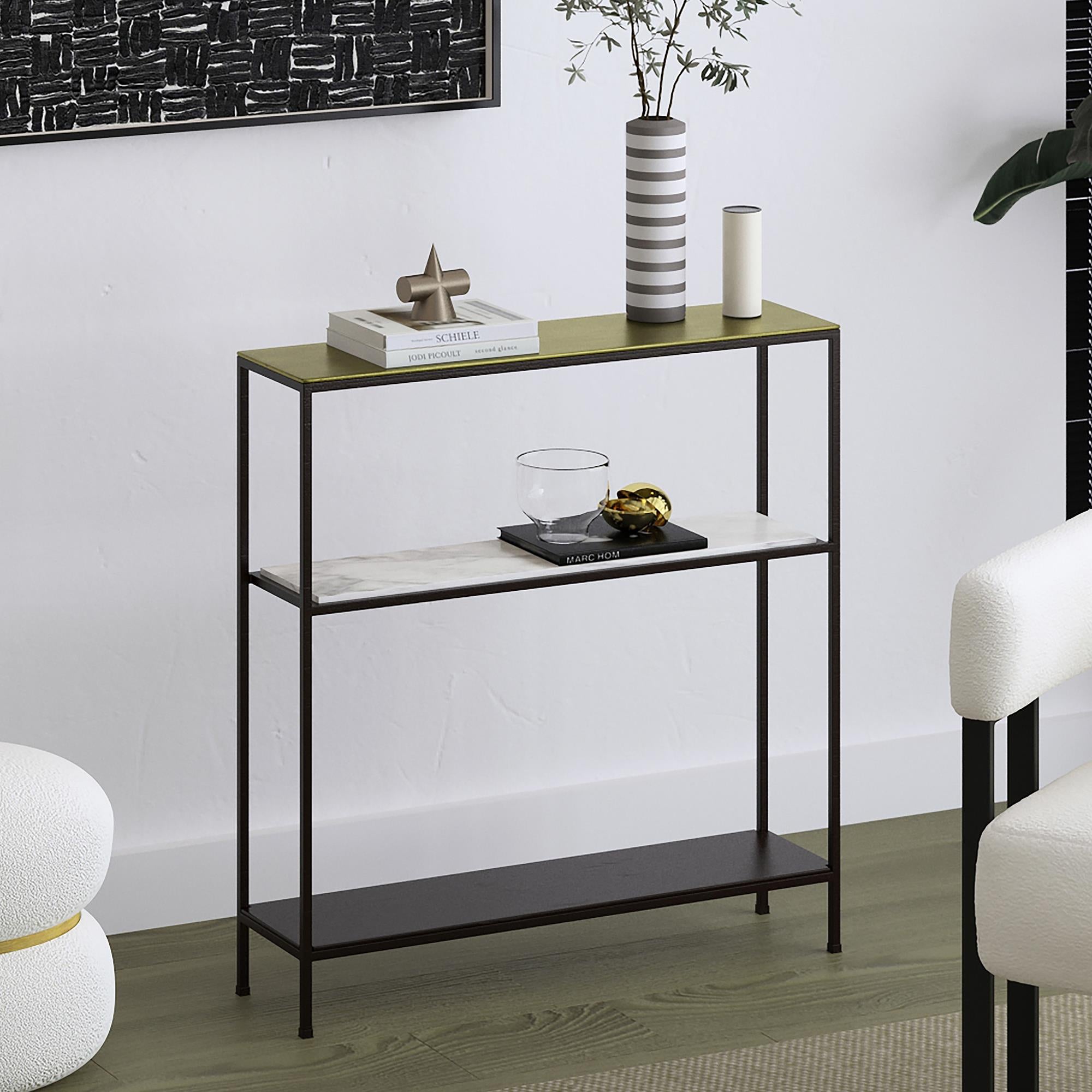  !nspire Izzy 502-179GL_BK Console Table - Antique Gold and Black IMAGE 2