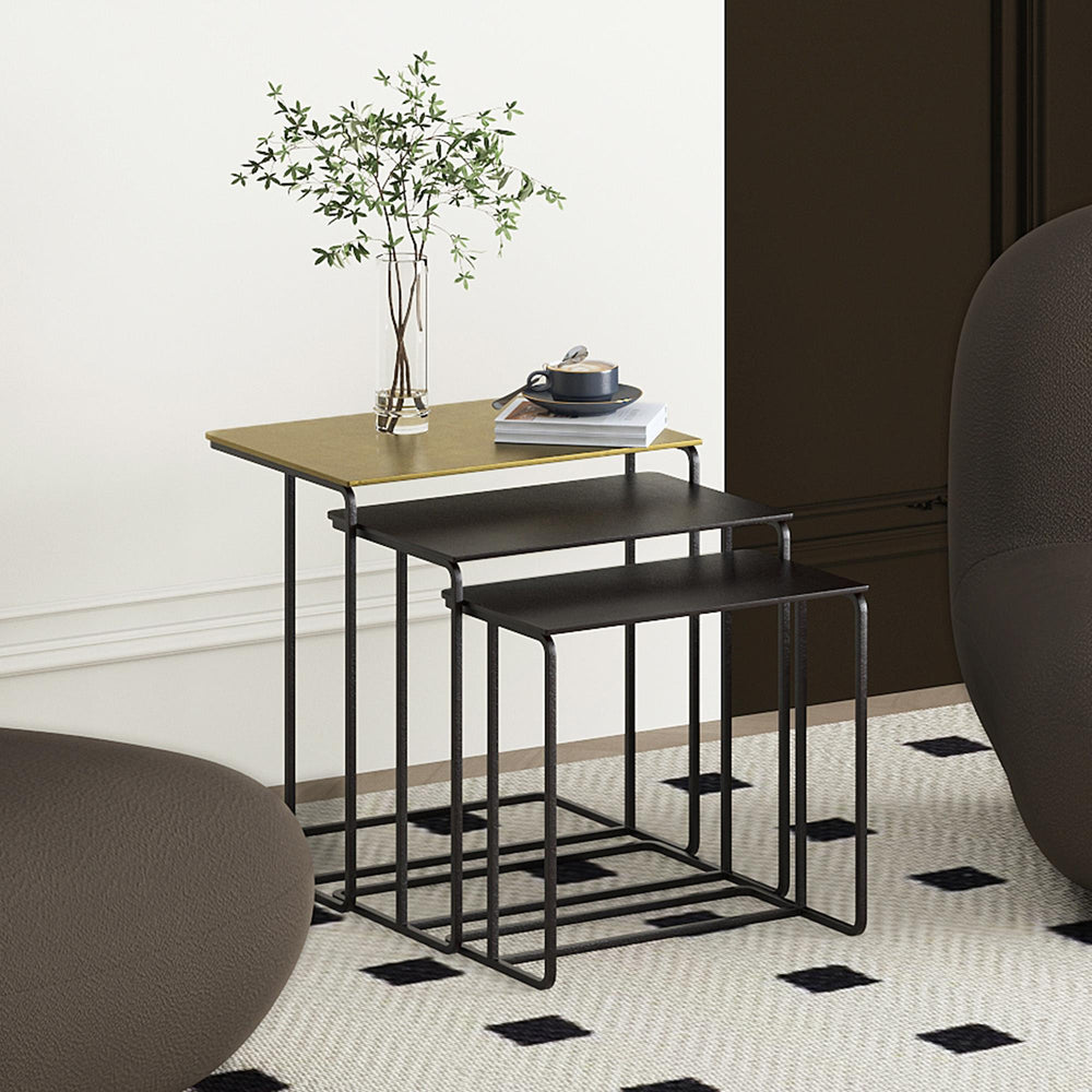  !nspire Bristol 501-855GL_BK 3 pc Accent Table Set - Antique Gold and Black IMAGE 2