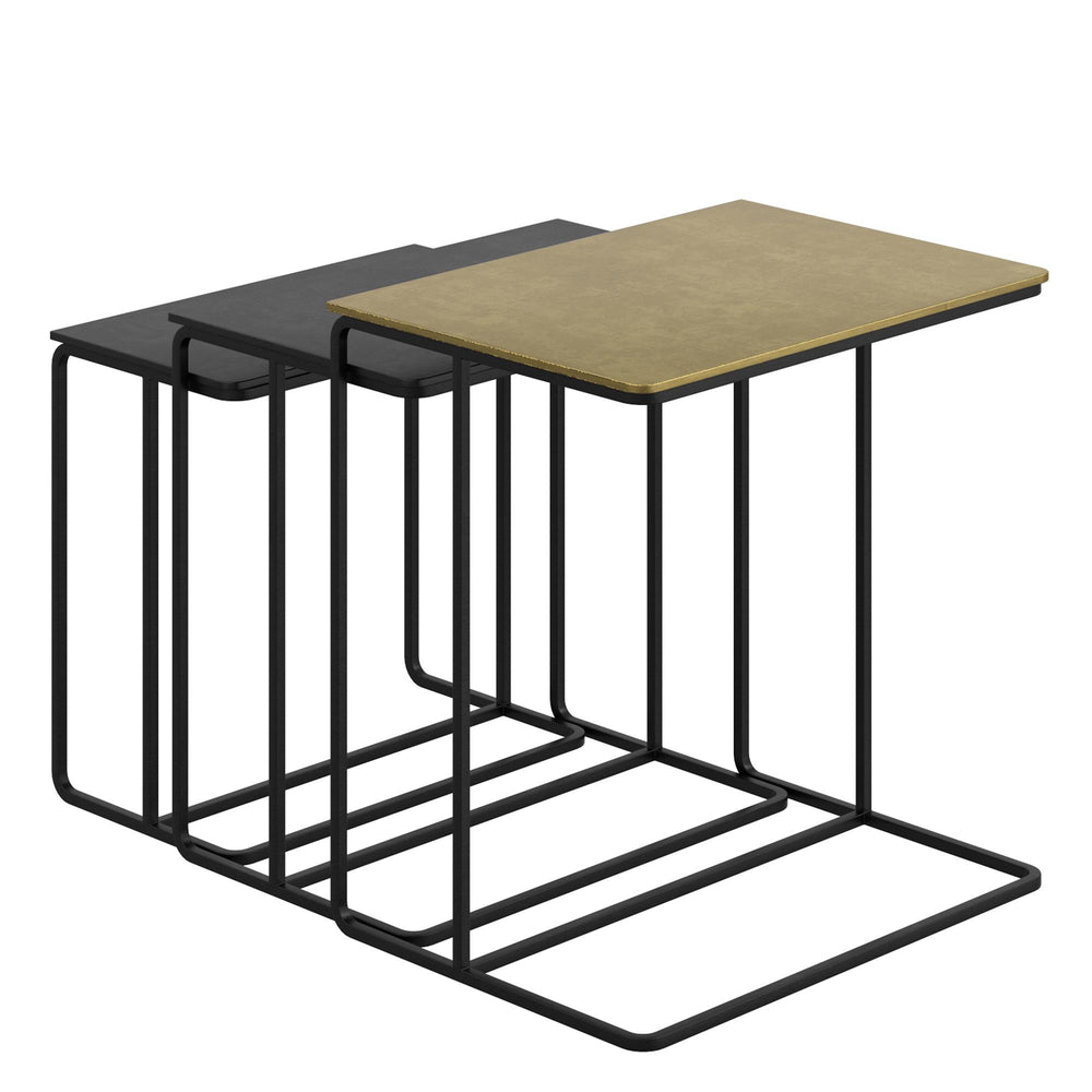  !nspire Bristol 501-855GL_BK 3 pc Accent Table Set - Antique Gold and Black IMAGE 3