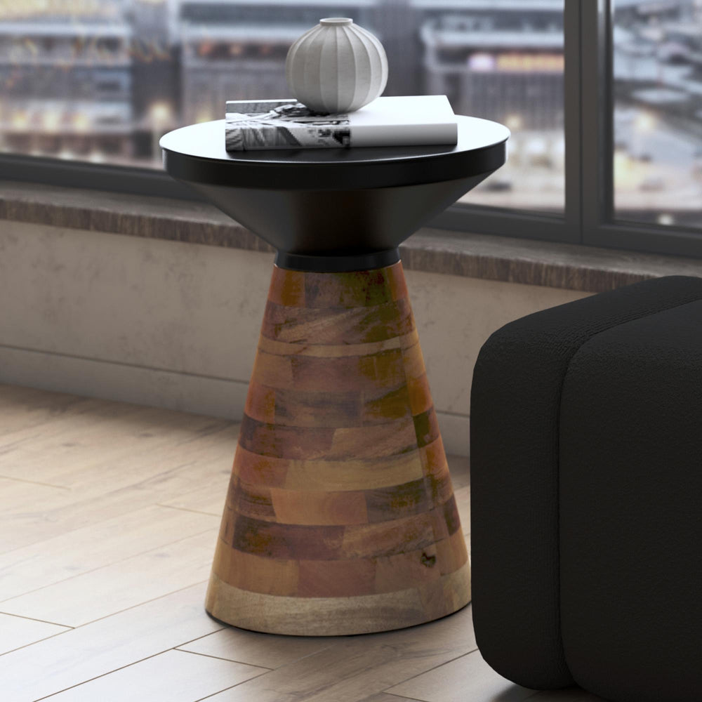  !nspire Boden 501-229BLK Accent Table - Black and Walnut IMAGE 2