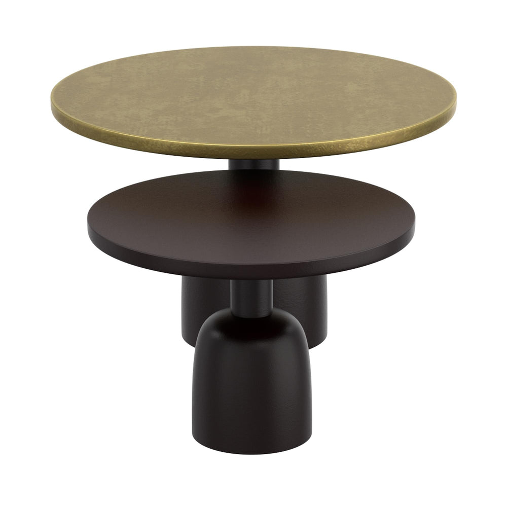  !nspire Adira 303-102GL_BK 2 pc Round Coffee Table Set - Antique Gold and Black IMAGE 4