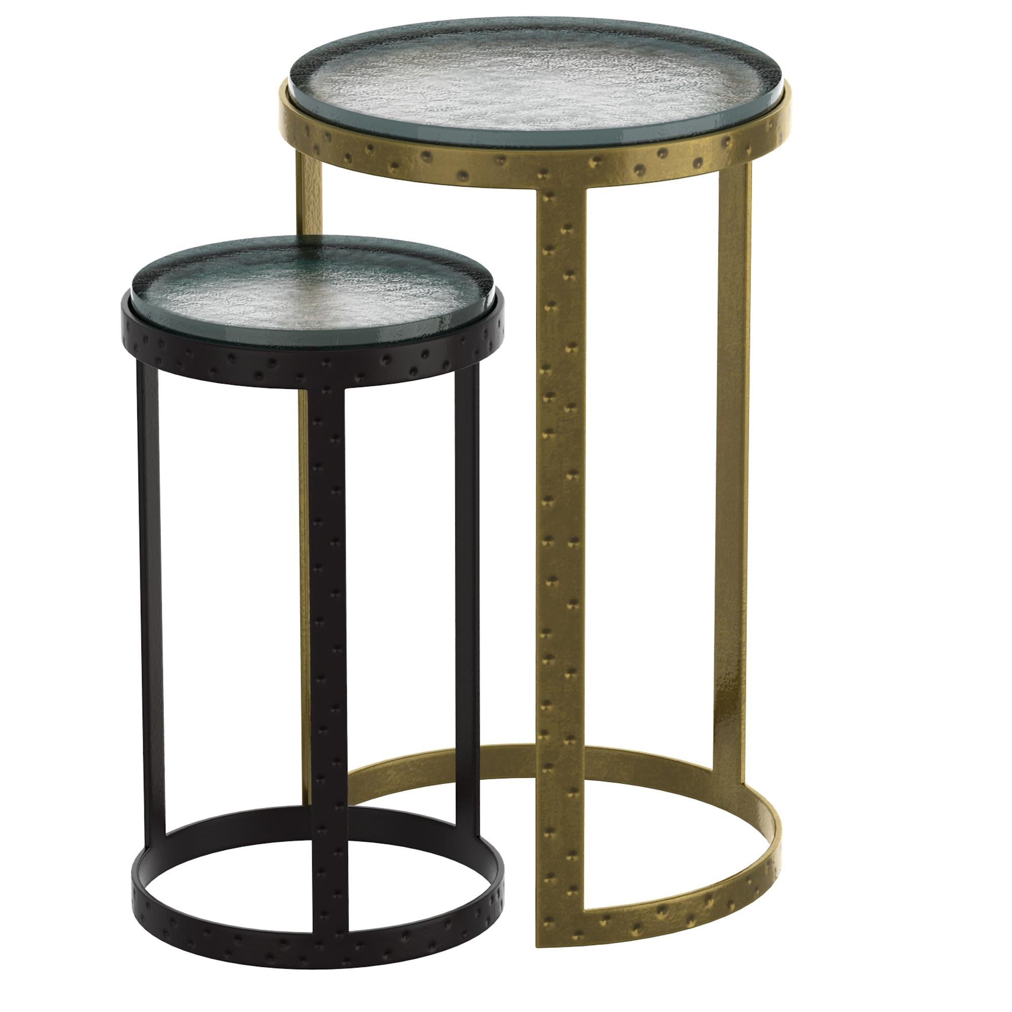  !nspire Ares 501-098GL_BK 2 pc Accent Table Set - Black and Antique Gold IMAGE 1