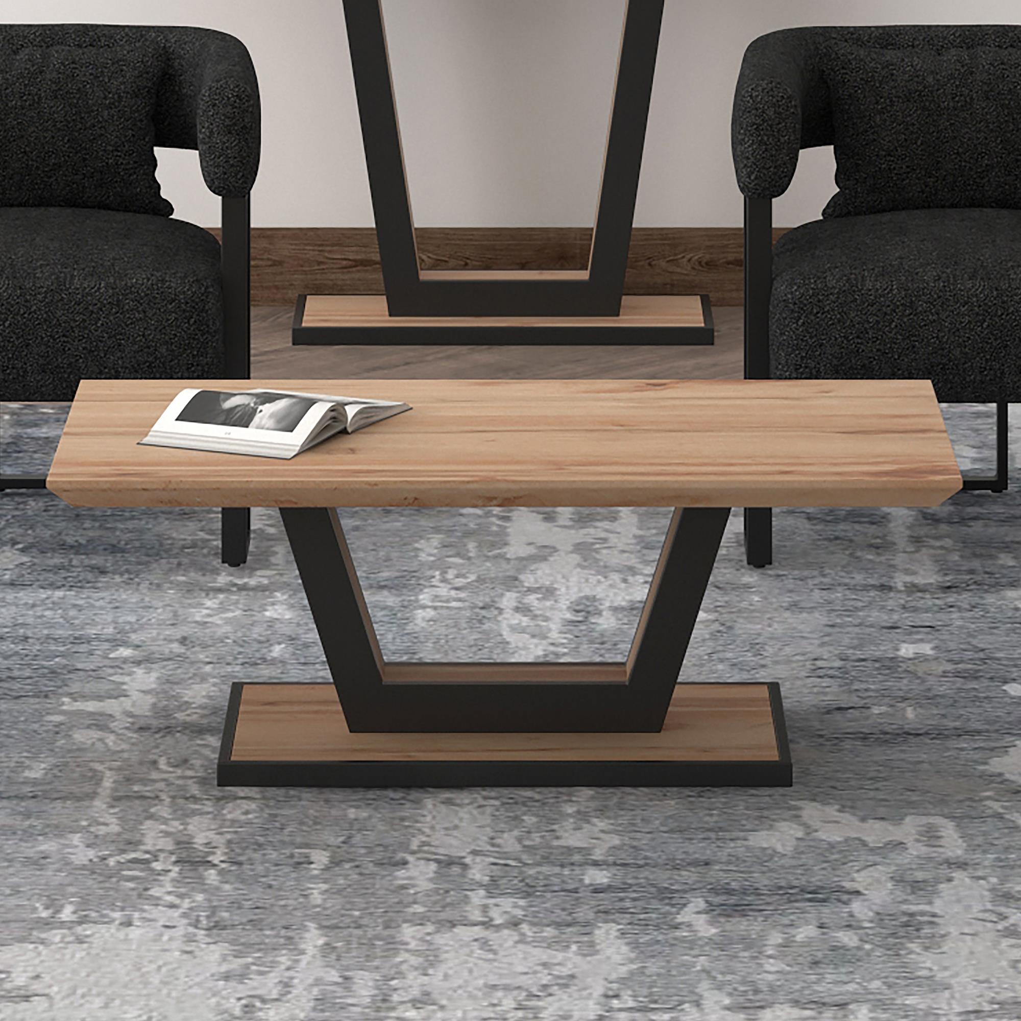  !nspire Forna 301-161NAT Rectangular Coffee Table - Natural and Black IMAGE 2
