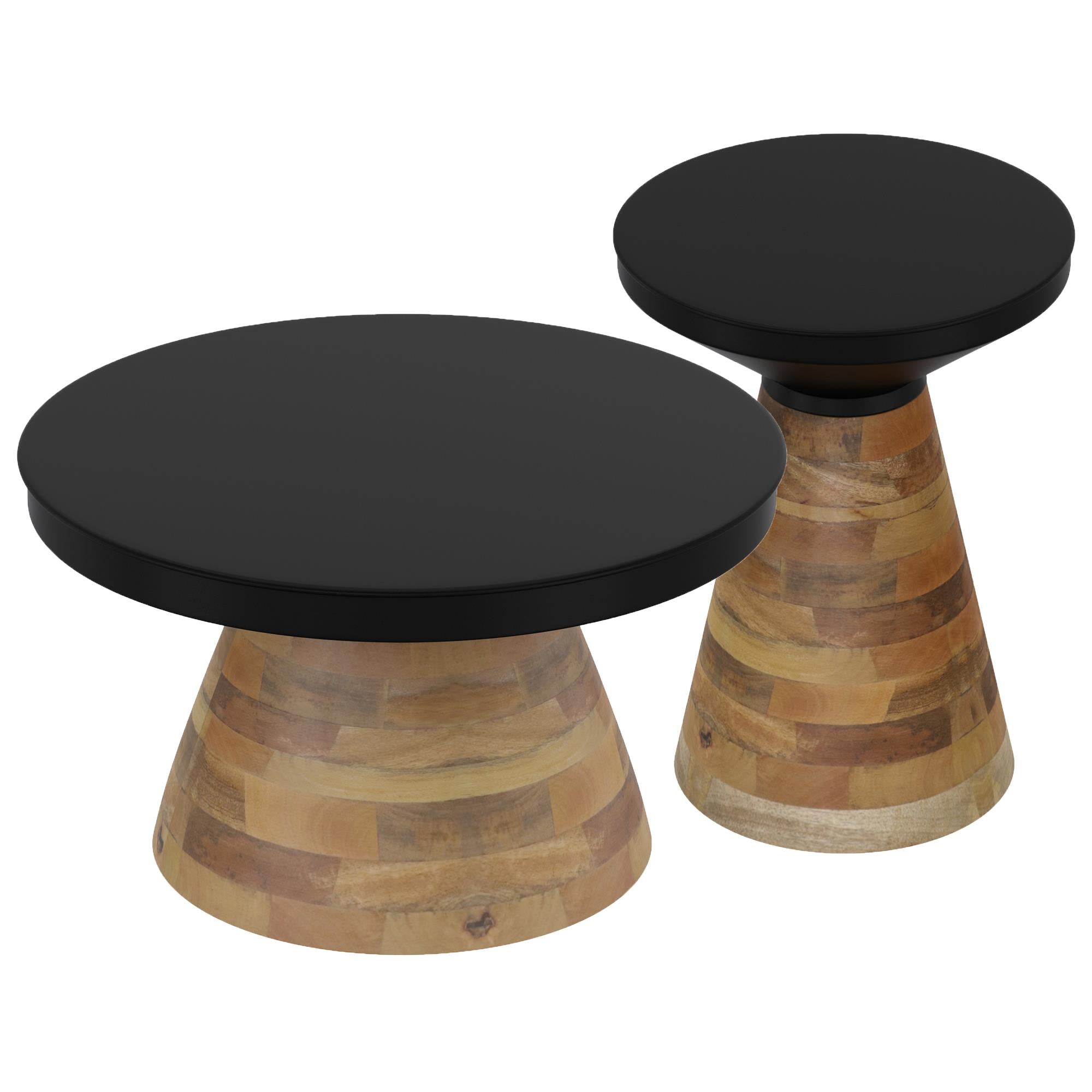  !nspire Boden 303-229BK 2 pc Coffee Table Set - Black with Walnut IMAGE 1
