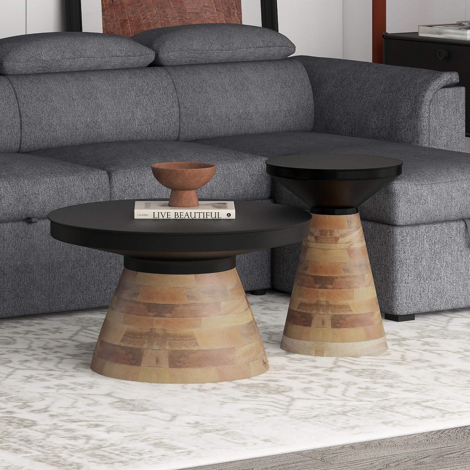  !nspire Boden 303-229BK 2 pc Coffee Table Set - Black with Walnut IMAGE 2