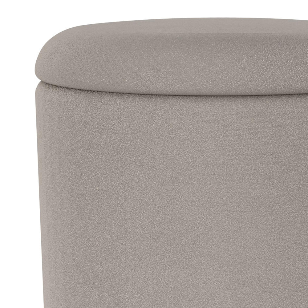 Worldwide Home Furnishings Alya 402-131GY Round Storage Ottoman - Warm Grey and Natural IMAGE 4