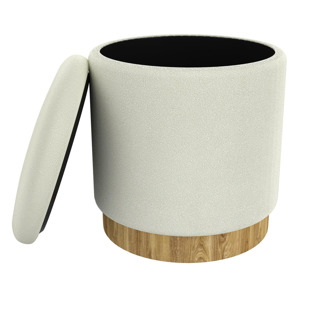  Worldwide Home Furnishings Alya 402-131WT Round Storage Ottoman - White and Natural IMAGE 3