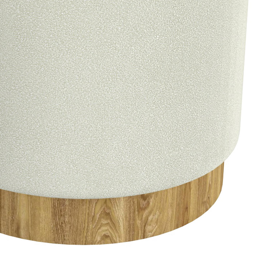  Worldwide Home Furnishings Alya 402-131WT Round Storage Ottoman - White and Natural IMAGE 5