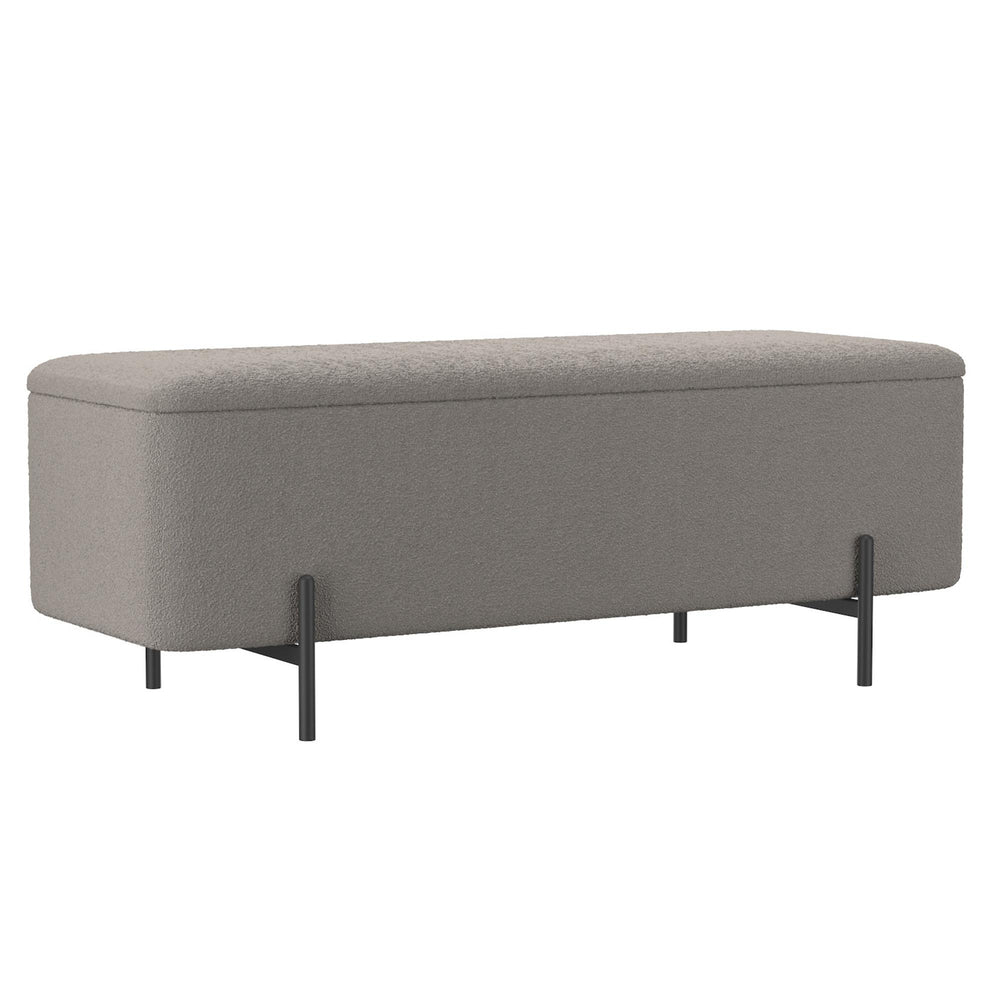  Worldwide Home Furnishings Erzo 402-136GRY Storage Ottoman Bench - Warm Grey and Black IMAGE 1