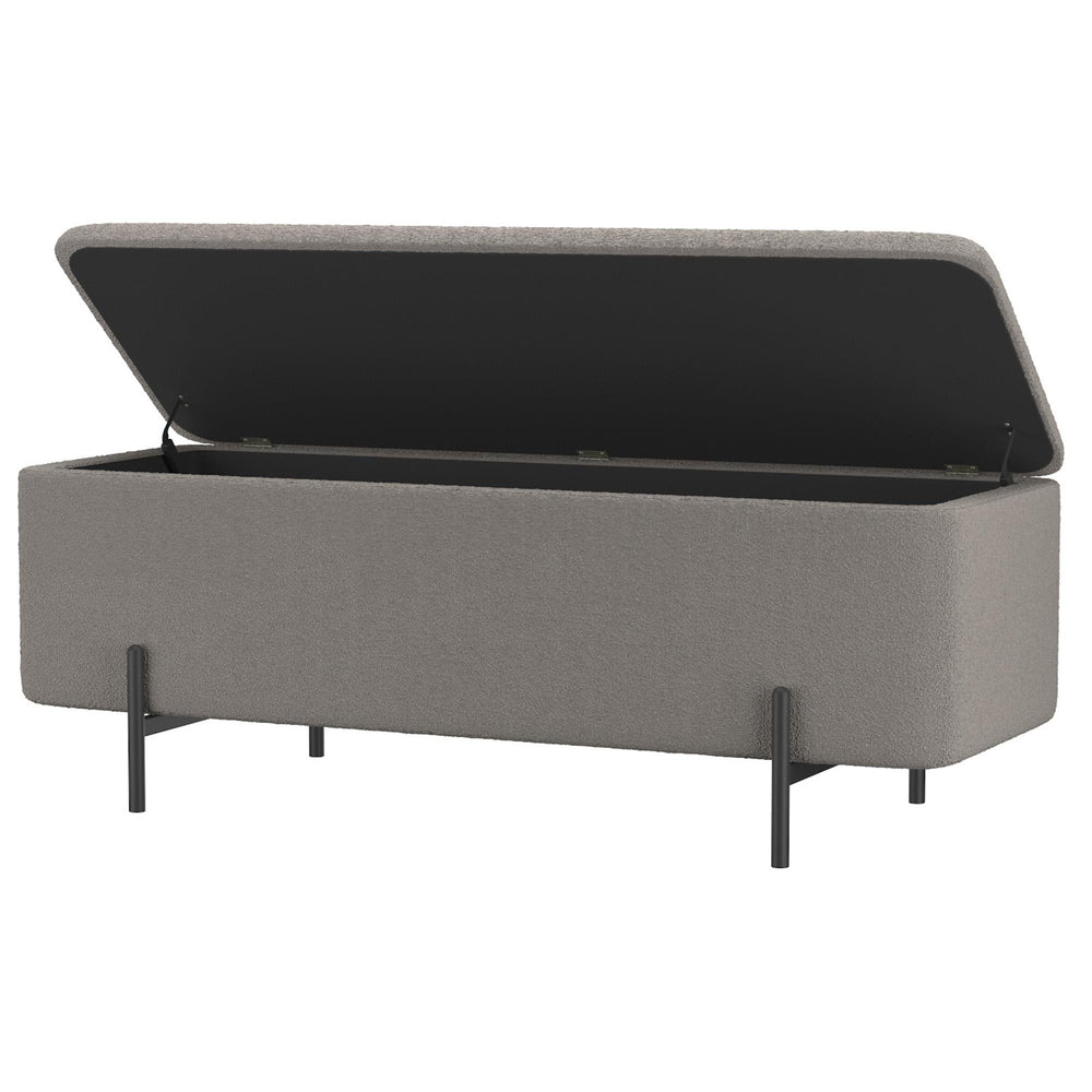  Worldwide Home Furnishings Erzo 402-136GRY Storage Ottoman Bench - Warm Grey and Black IMAGE 3