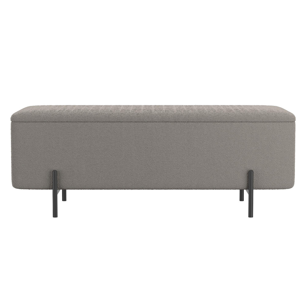  Worldwide Home Furnishings Erzo 402-136GRY Storage Ottoman Bench - Warm Grey and Black IMAGE 5