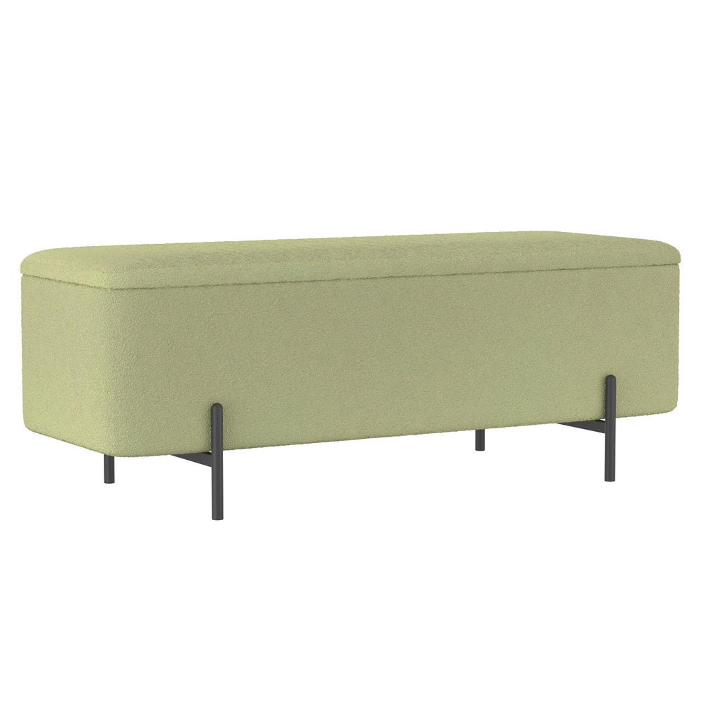  Worldwide Home Furnishings Erzo 402-136SG Storage Ottoman Bench - Sage and Black IMAGE 1