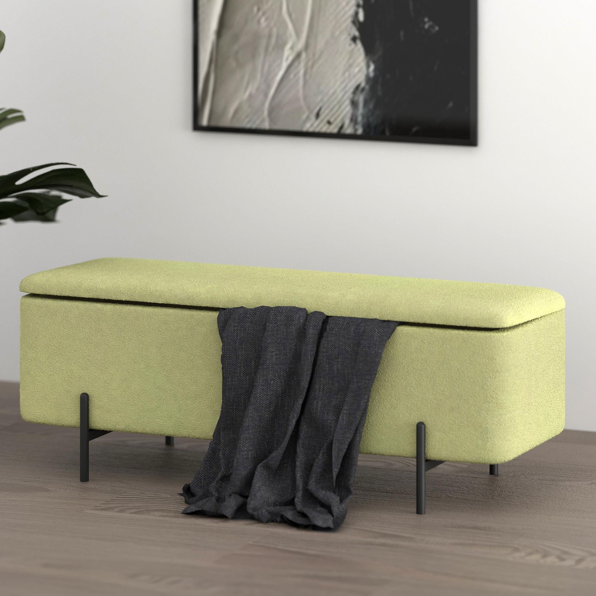  Worldwide Home Furnishings Erzo 402-136SG Storage Ottoman Bench - Sage and Black IMAGE 2