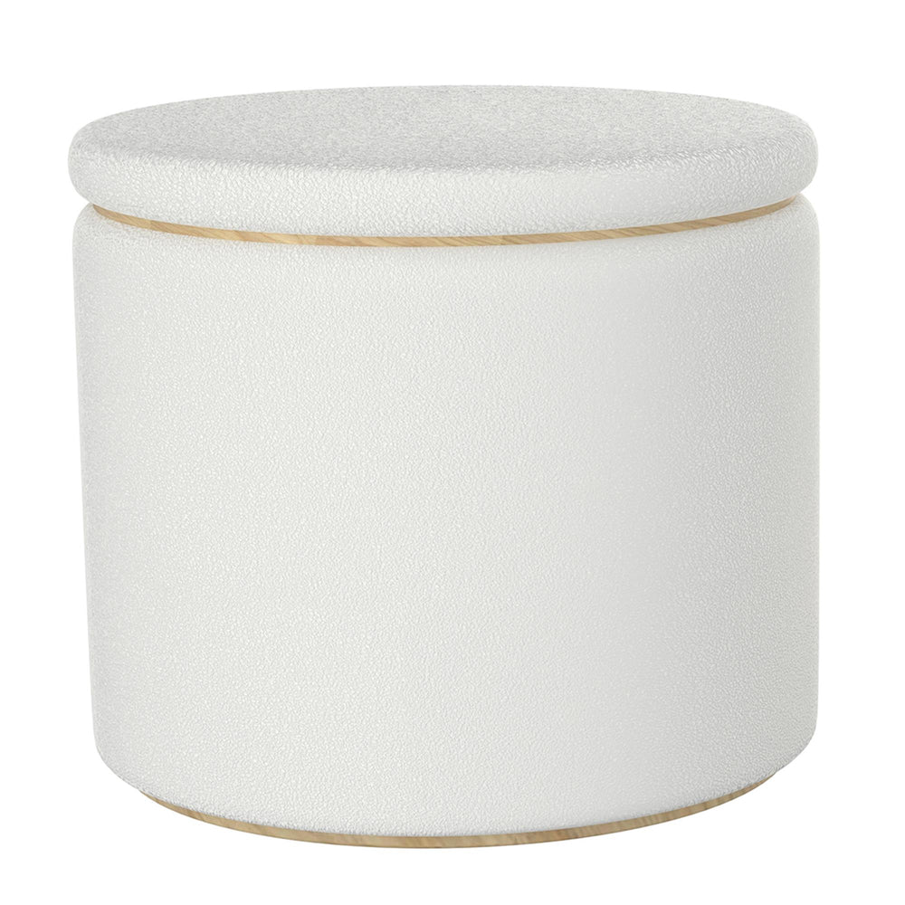  !nspire Cecily 402-951IV 2 pc Round Ottoman w/Storage - Ivory Boucle IMAGE 4