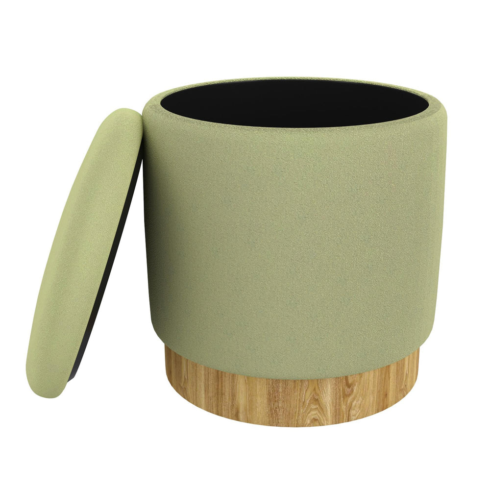  Worldwide Home Furnishings Alya 402-131SG Round Storage Ottoman - Sage and Natural IMAGE 3