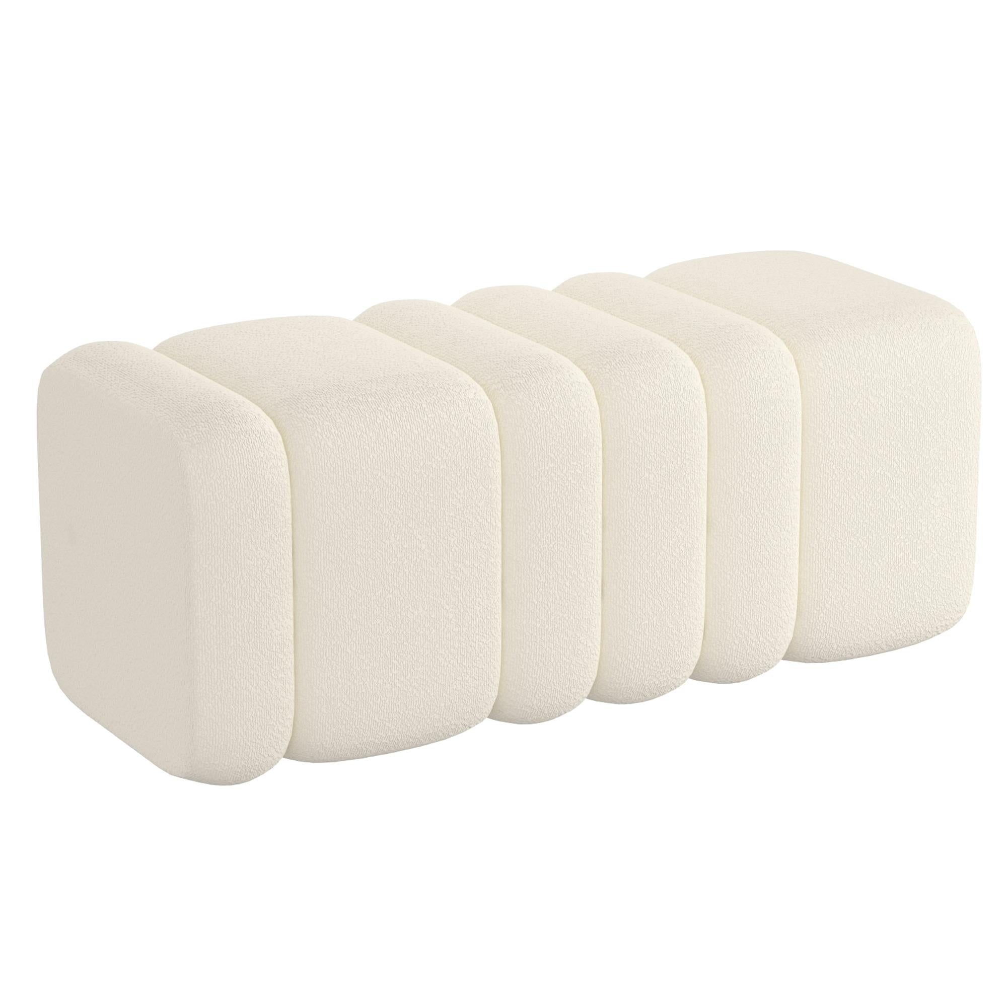  Worldwide Home Furnishings Rigel 402-133IV Large Ottoman Bench - Ivory Boucle IMAGE 1
