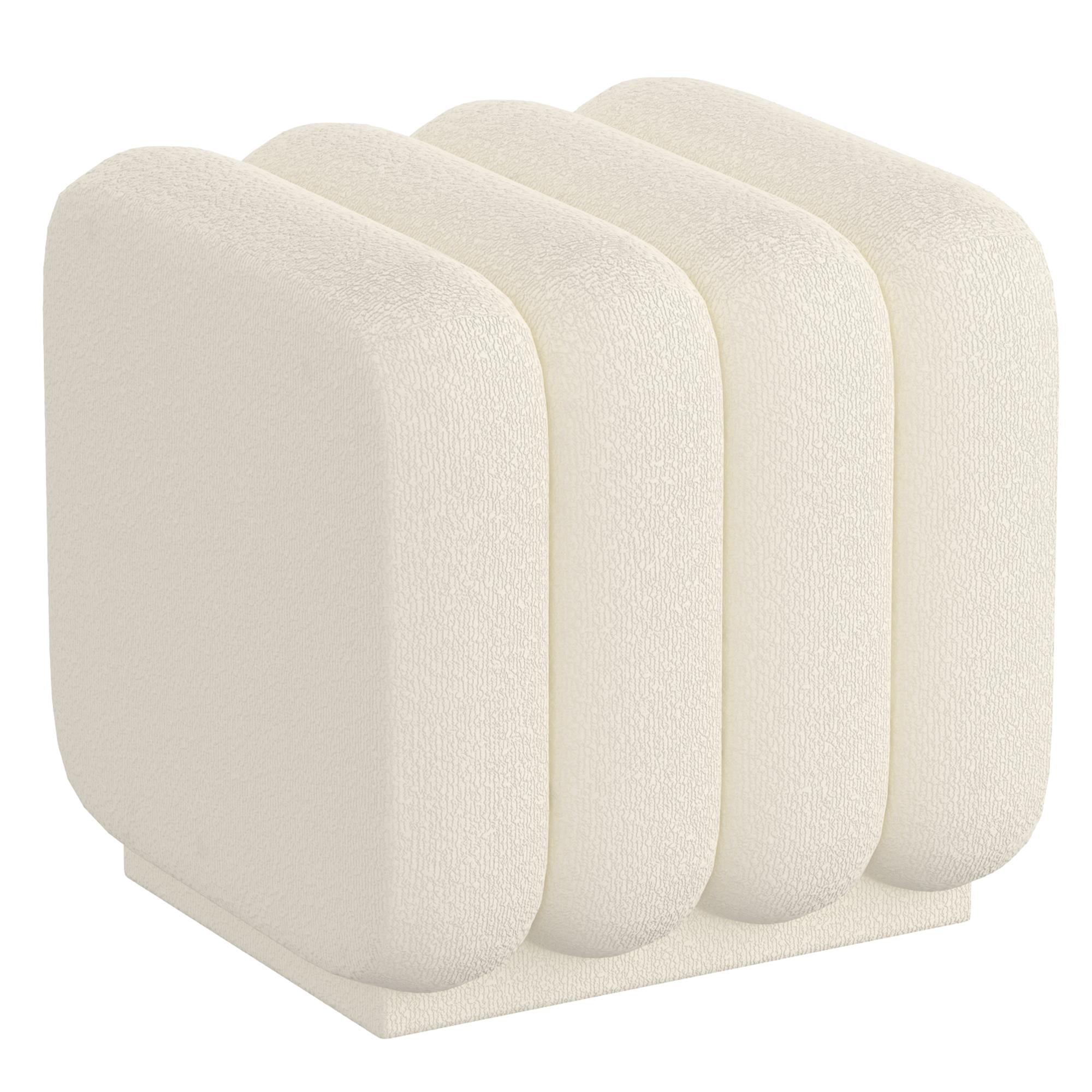  Worldwide Home Furnishings Rigel 402-133SM_IV Small Square Ottoman - Ivory Boucle IMAGE 1