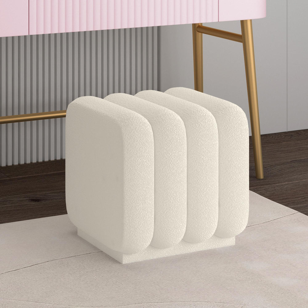  Worldwide Home Furnishings Rigel 402-133SM_IV Small Square Ottoman - Ivory Boucle IMAGE 2