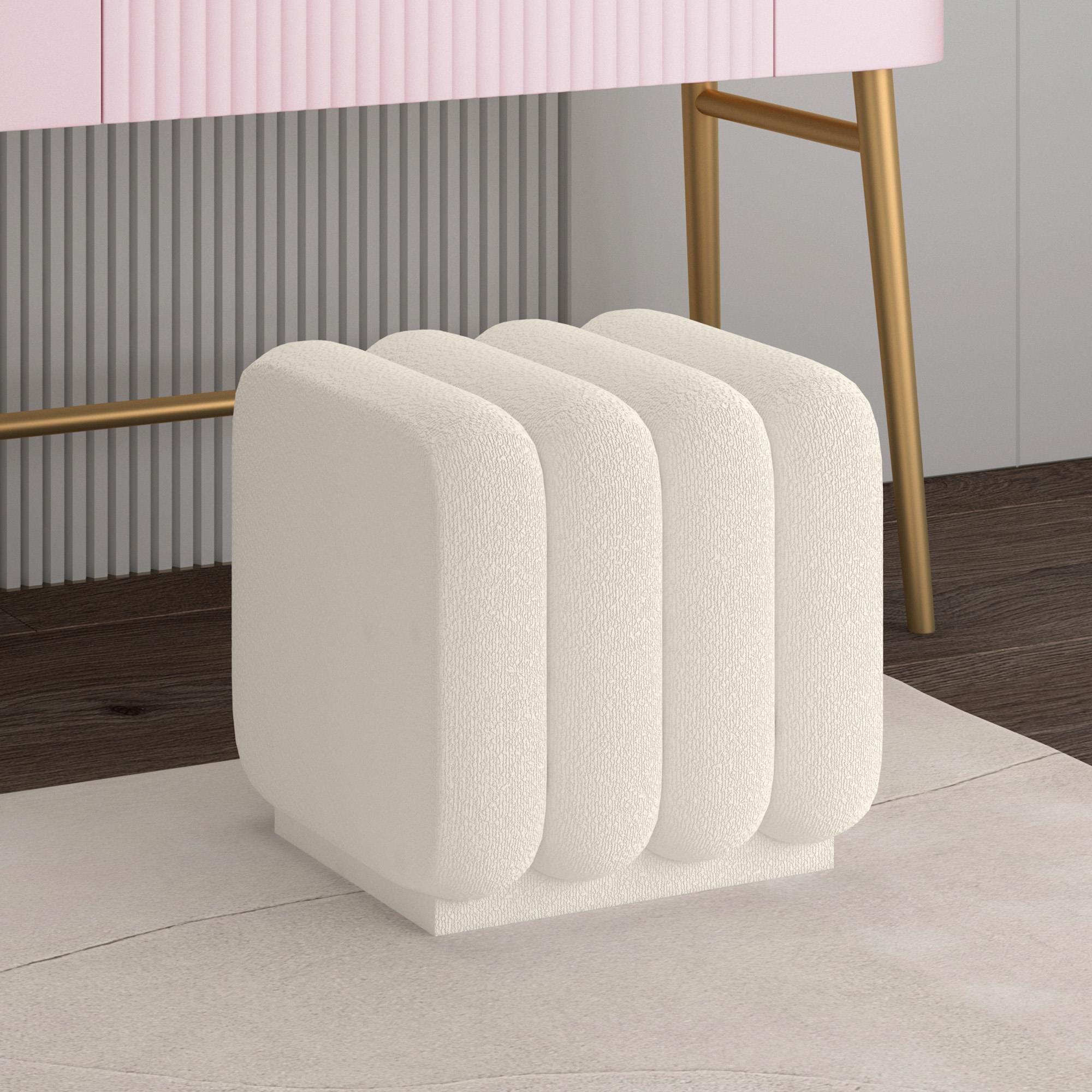  Worldwide Home Furnishings Rigel 402-133SM_IV Small Square Ottoman - Ivory Boucle IMAGE 2