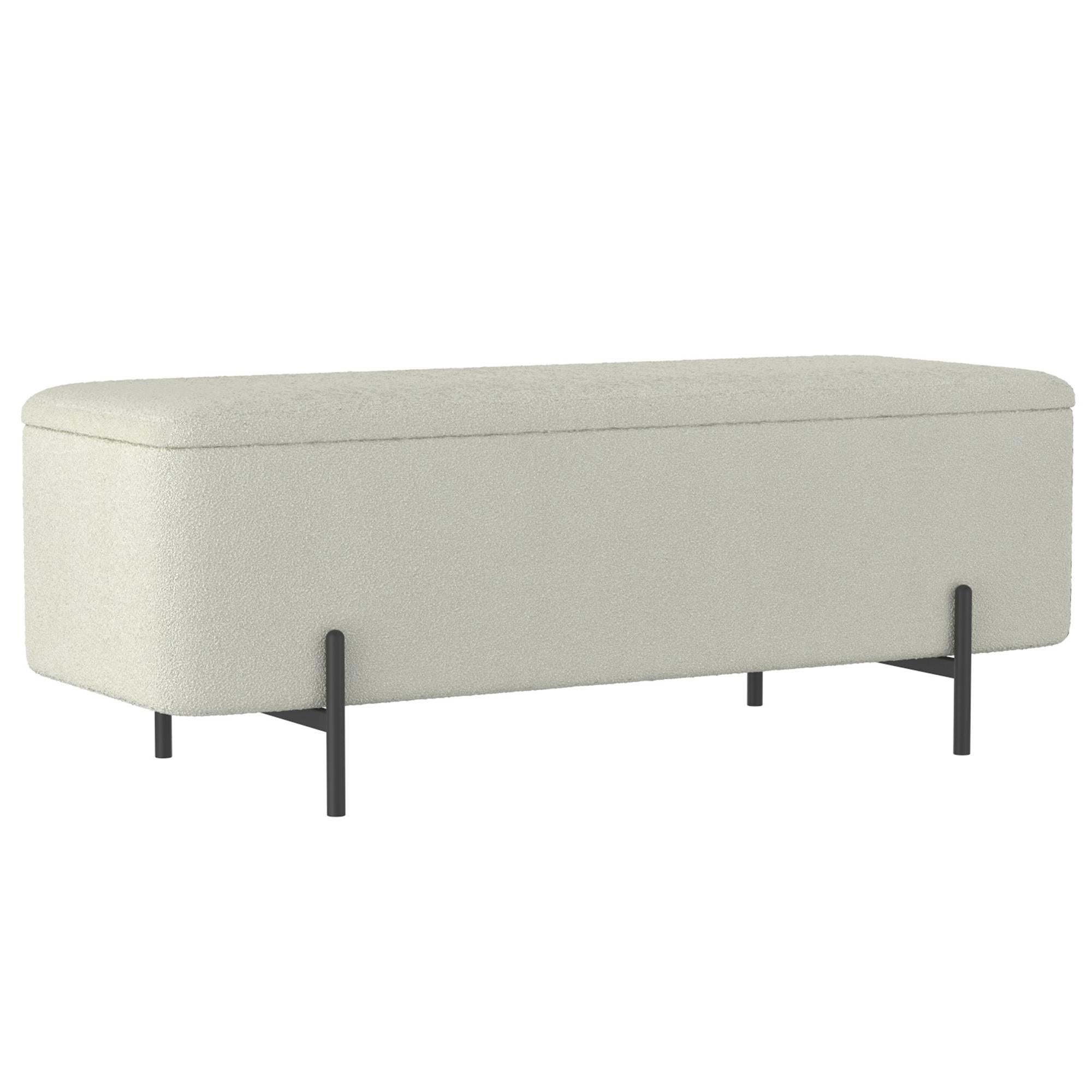  Worldwide Home Furnishings Erzo 402-136WT Storage Ottoman Bench - White and Black IMAGE 1