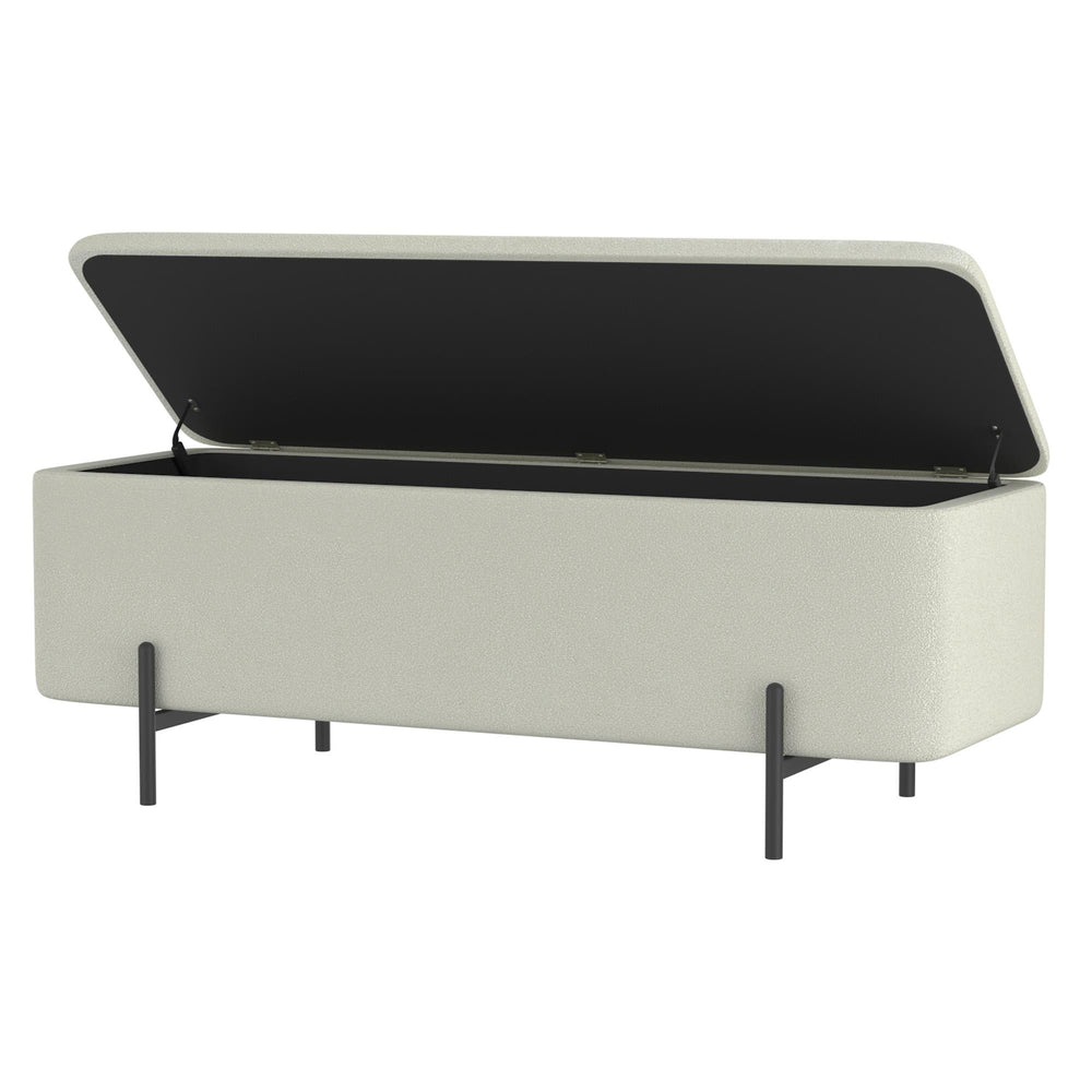  Worldwide Home Furnishings Erzo 402-136WT Storage Ottoman Bench - White and Black IMAGE 3