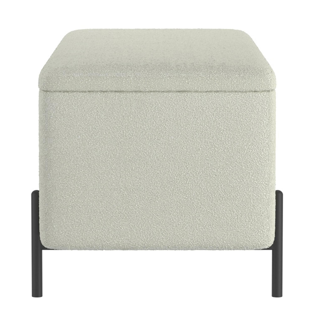  Worldwide Home Furnishings Erzo 402-136WT Storage Ottoman Bench - White and Black IMAGE 4