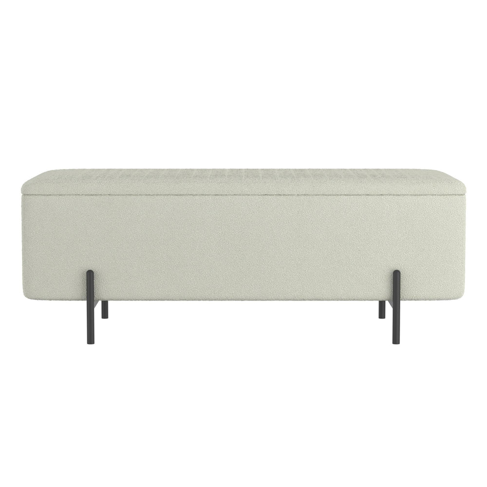  Worldwide Home Furnishings Erzo 402-136WT Storage Ottoman Bench - White and Black IMAGE 5