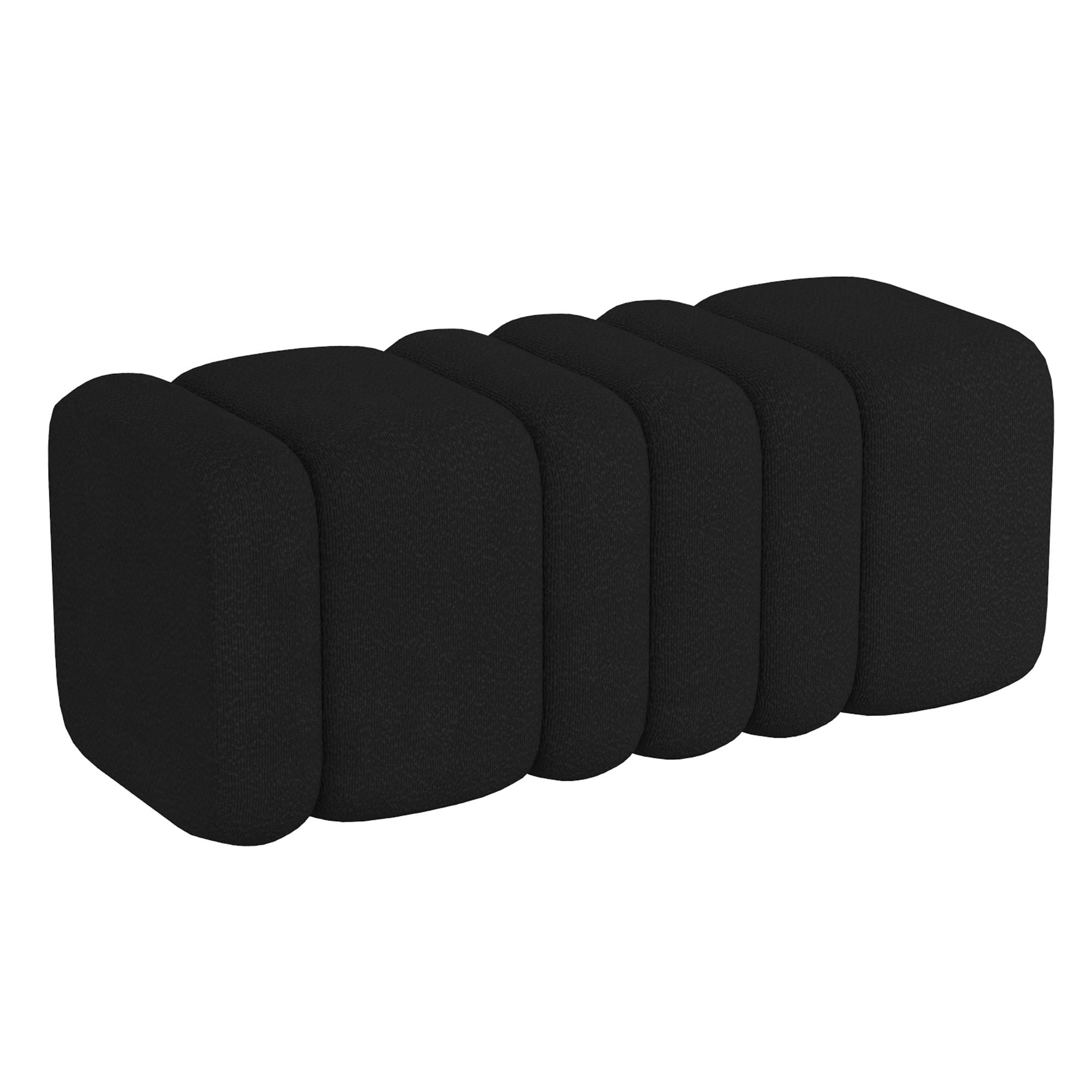  Worldwide Home Furnishings Rigel 402-133BK Large Ottoman Bench - Black Boucle IMAGE 1