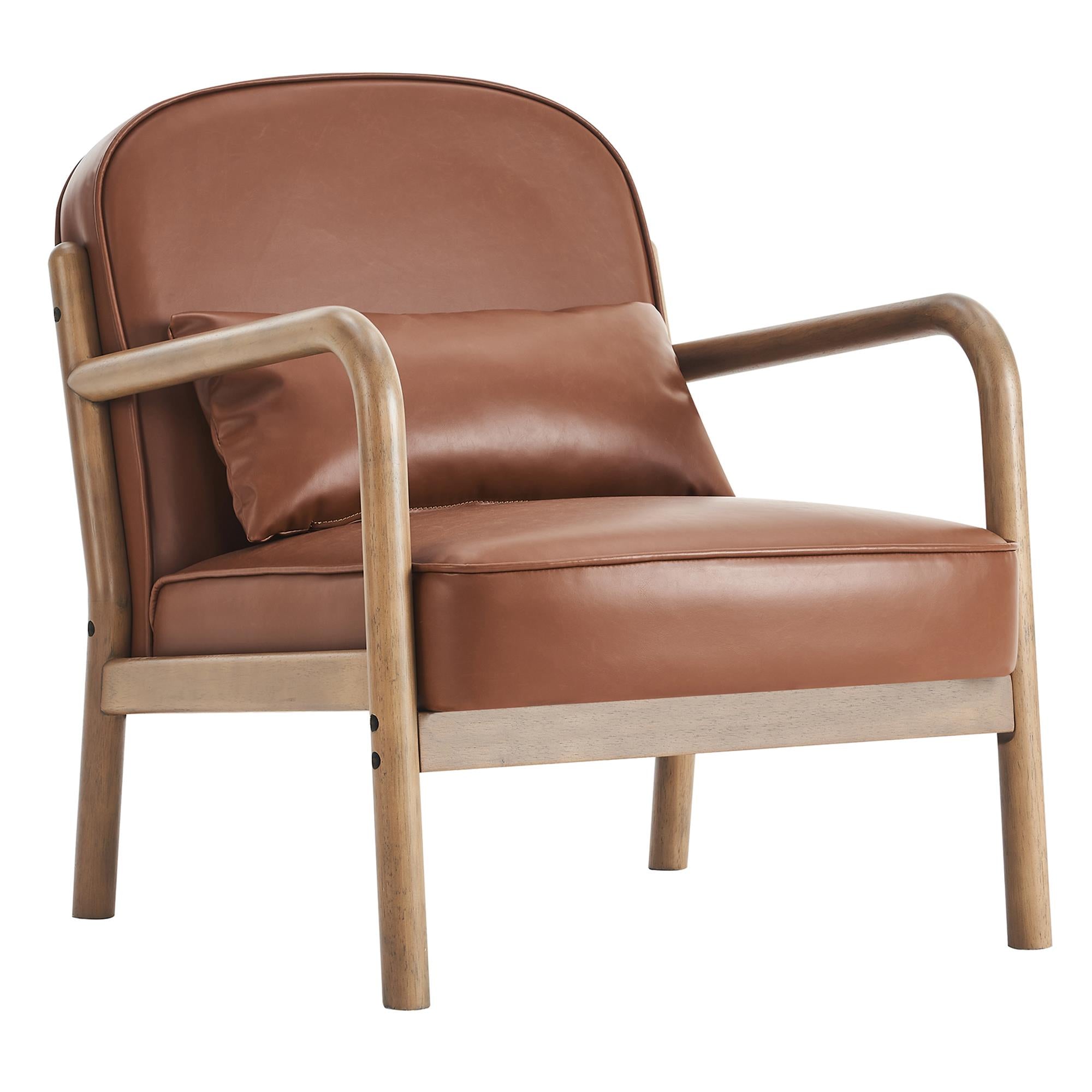  !nspire Fani 403-926SD Accent Chair, Faux Leather - Saddle and Walnut IMAGE 1
