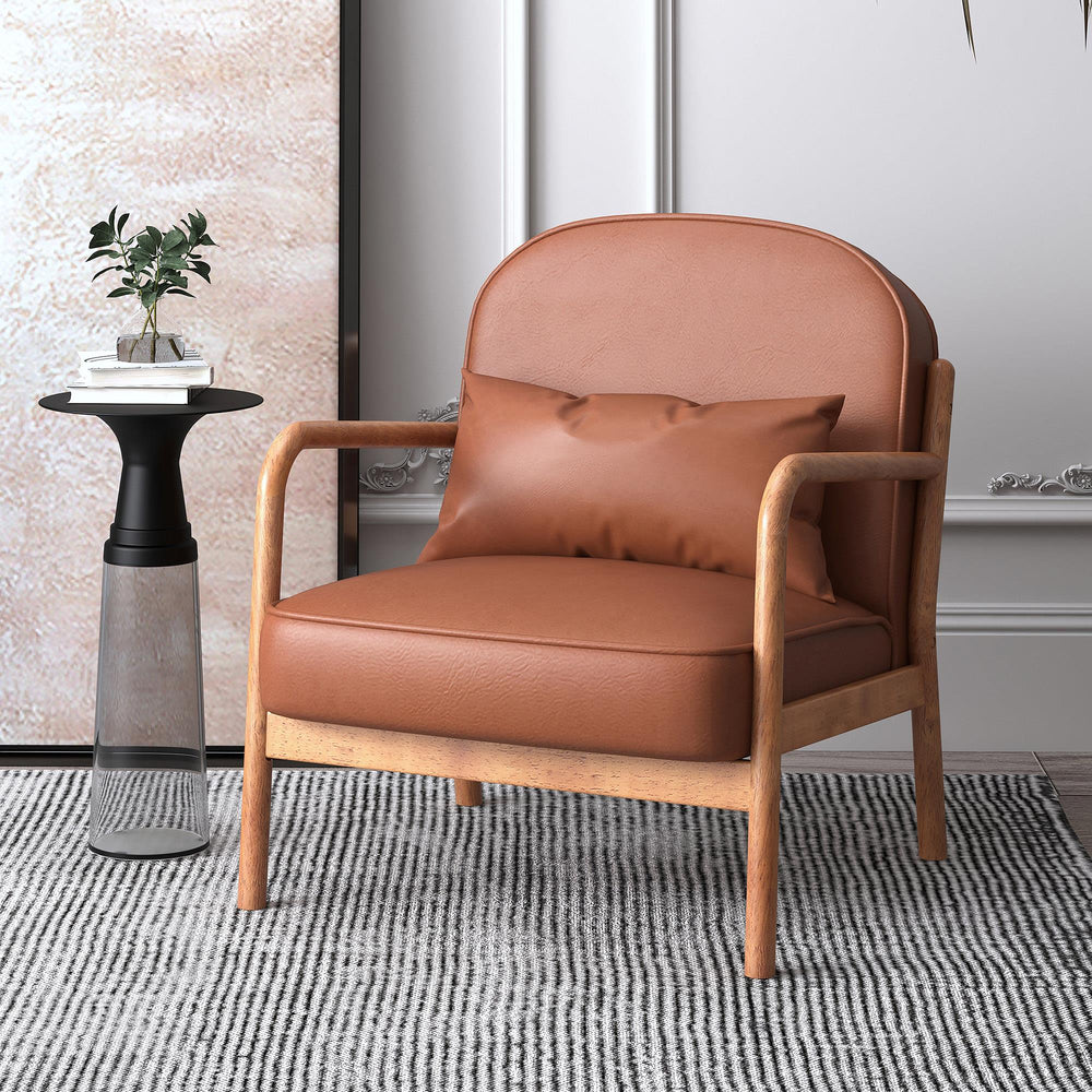  !nspire Fani 403-926SD Accent Chair, Faux Leather - Saddle and Walnut IMAGE 2