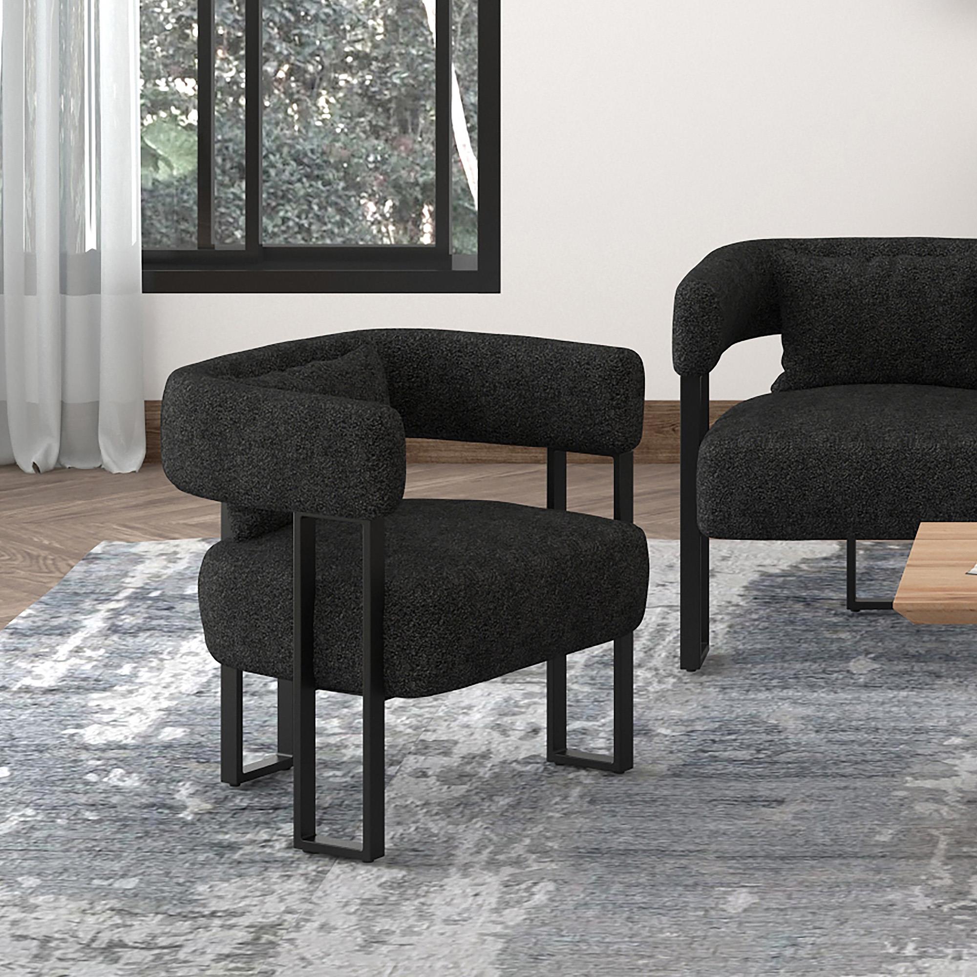  !nspire Scarlet 403-108CH Accent Chair - Charcoal Boucle and Black IMAGE 2