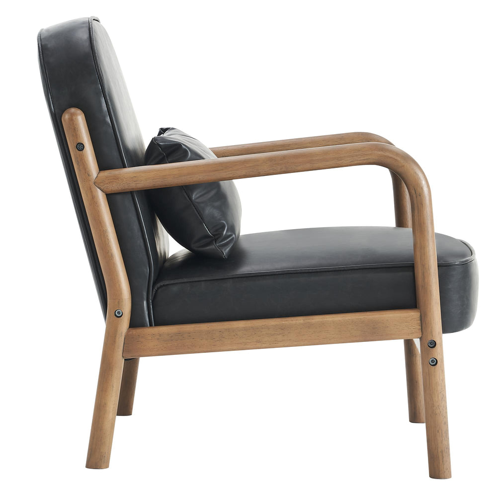  !nspire Fani 403-926BLK Accent Chair, Faux Leather - Black and Walnut IMAGE 4