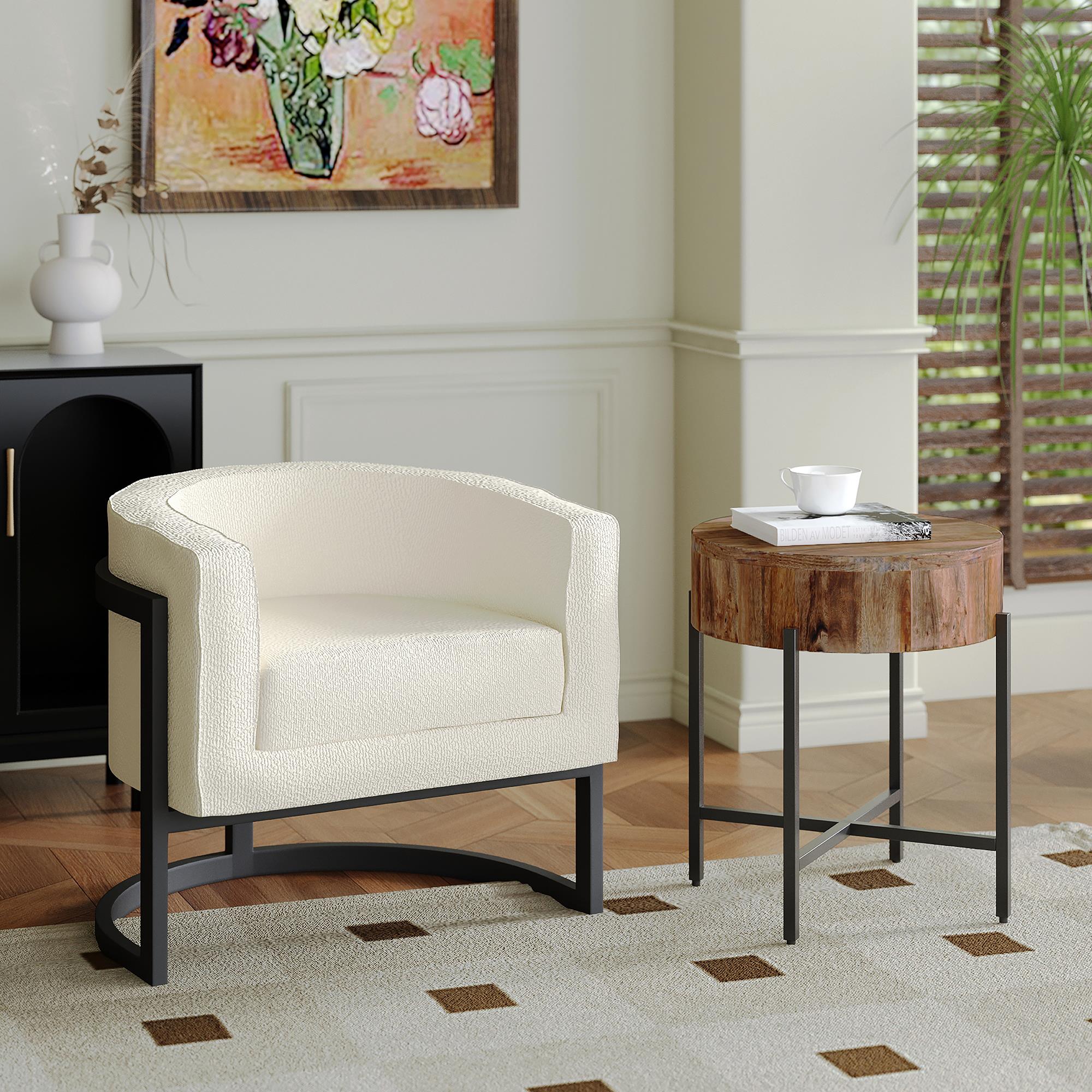 !nspire Zhuri 403-120IV Accent Chair - Ivory Boucle and Black IMAGE 2