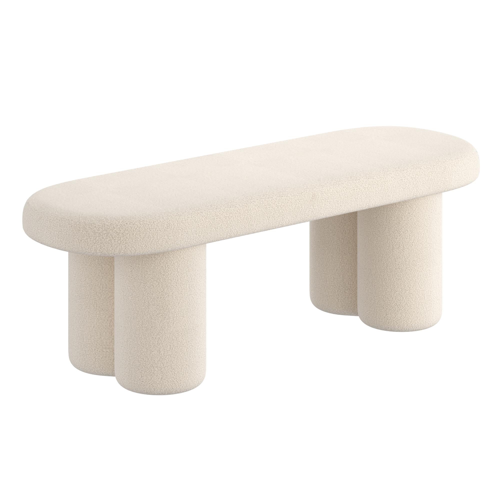  !nspire Azoro 401-163CM Bench - Cream Boucle IMAGE 1