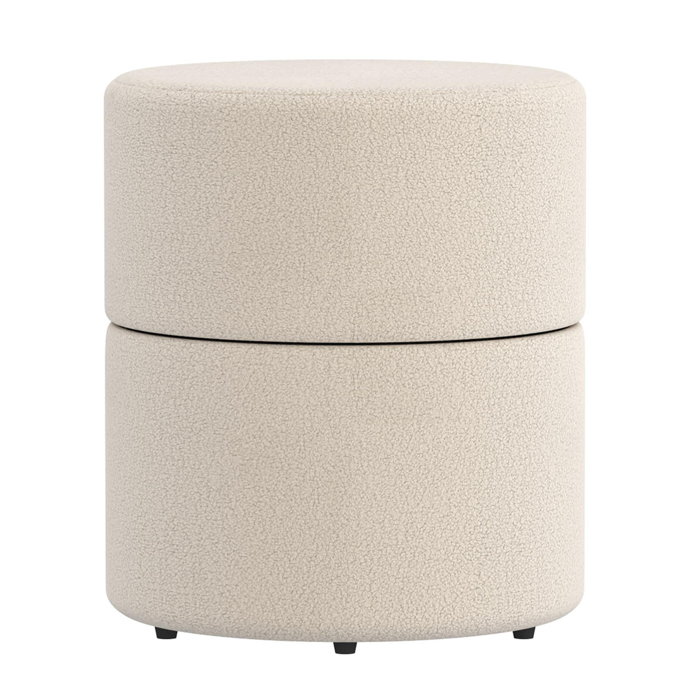  !nspire Novar 402-670CM Round Swivel Ottoman - Cream Boucle IMAGE 3