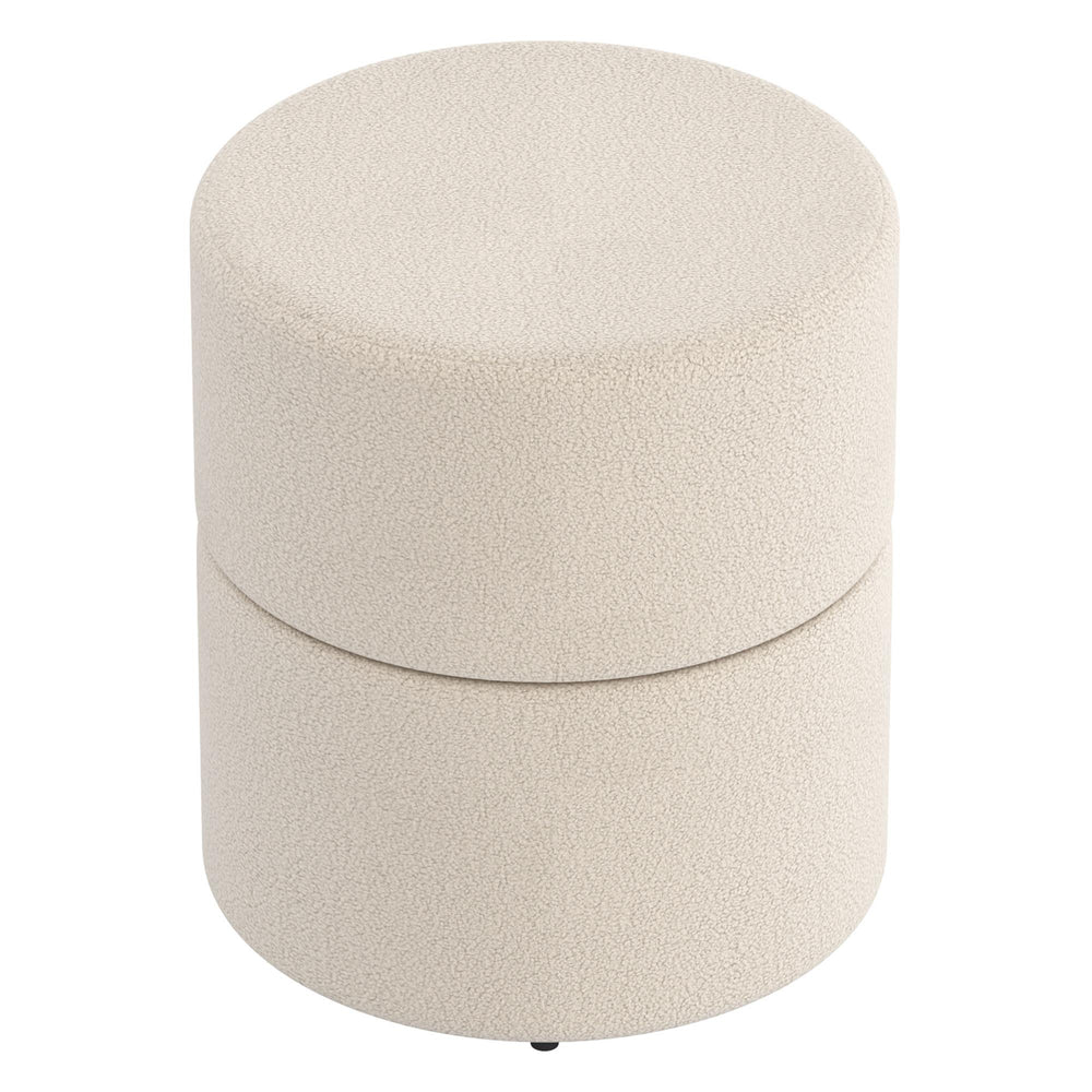 !nspire Novar 402-670CM Round Swivel Ottoman - Cream Boucle IMAGE 4